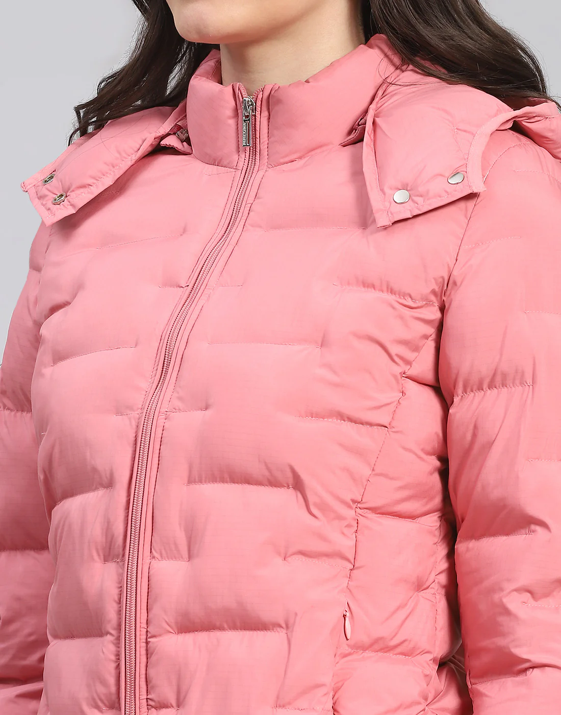 Women Pink Solid Hooded Full Sleeve Jacket - Image 7
