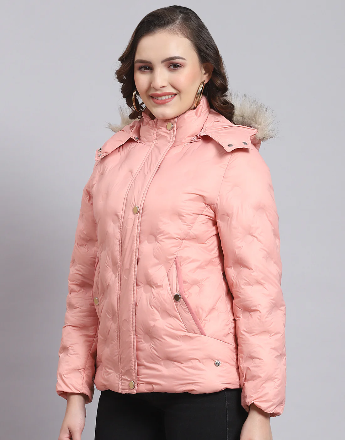 Women Pink Solid Hooded Full Sleeve Jacket - Image 4