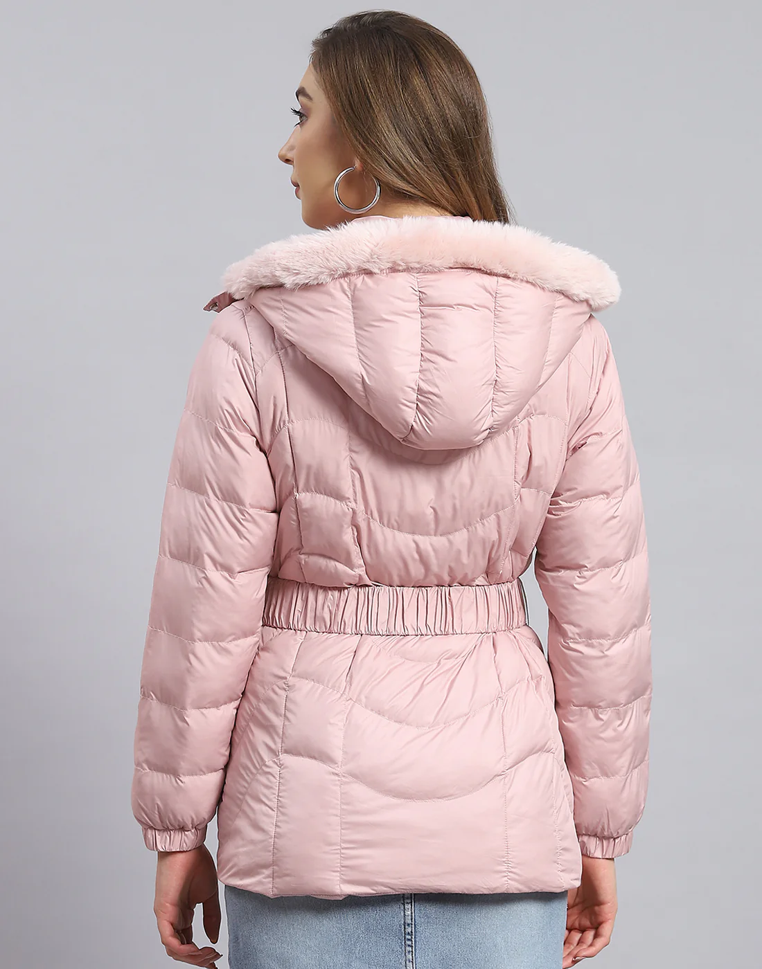 Women Pink Solid Hooded Full Sleeve Jacket - Image 5