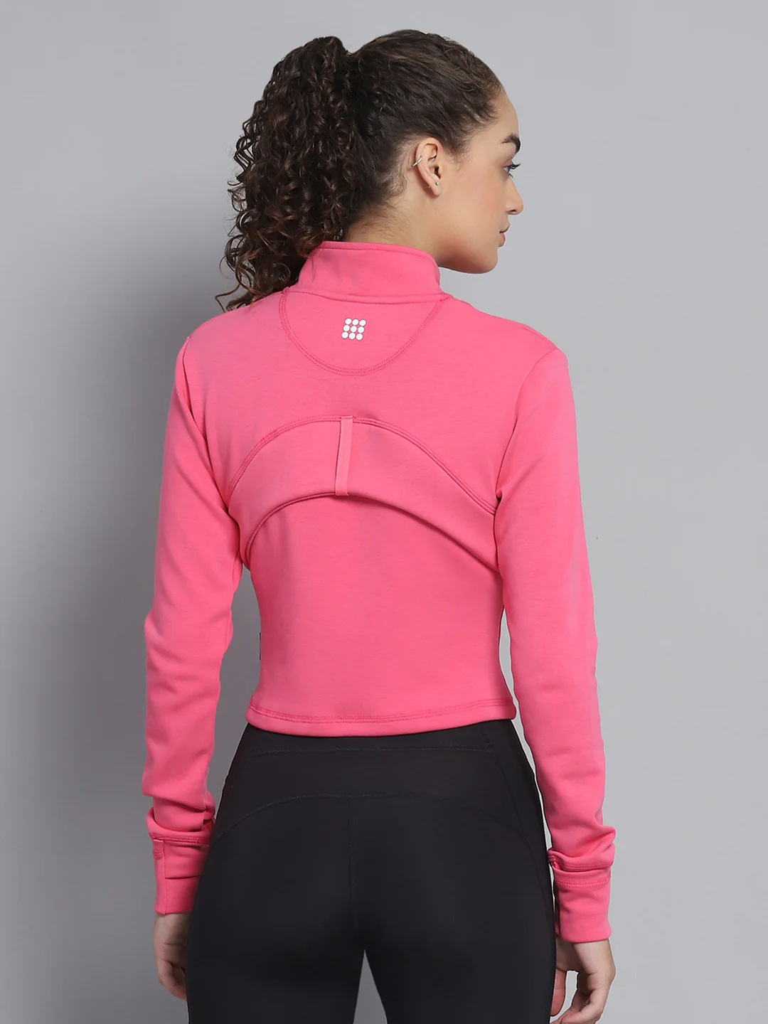 Rock.it Women Pink Solid Mock Neck Full Sleeve Sweatshirt - Image 5