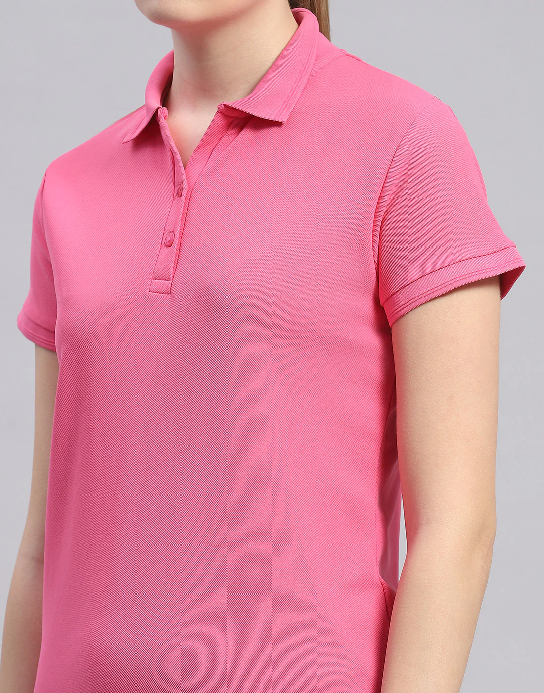 Rock.it Women Pink Solid Polo Collar Half Sleeve T-Shirt - Image 7