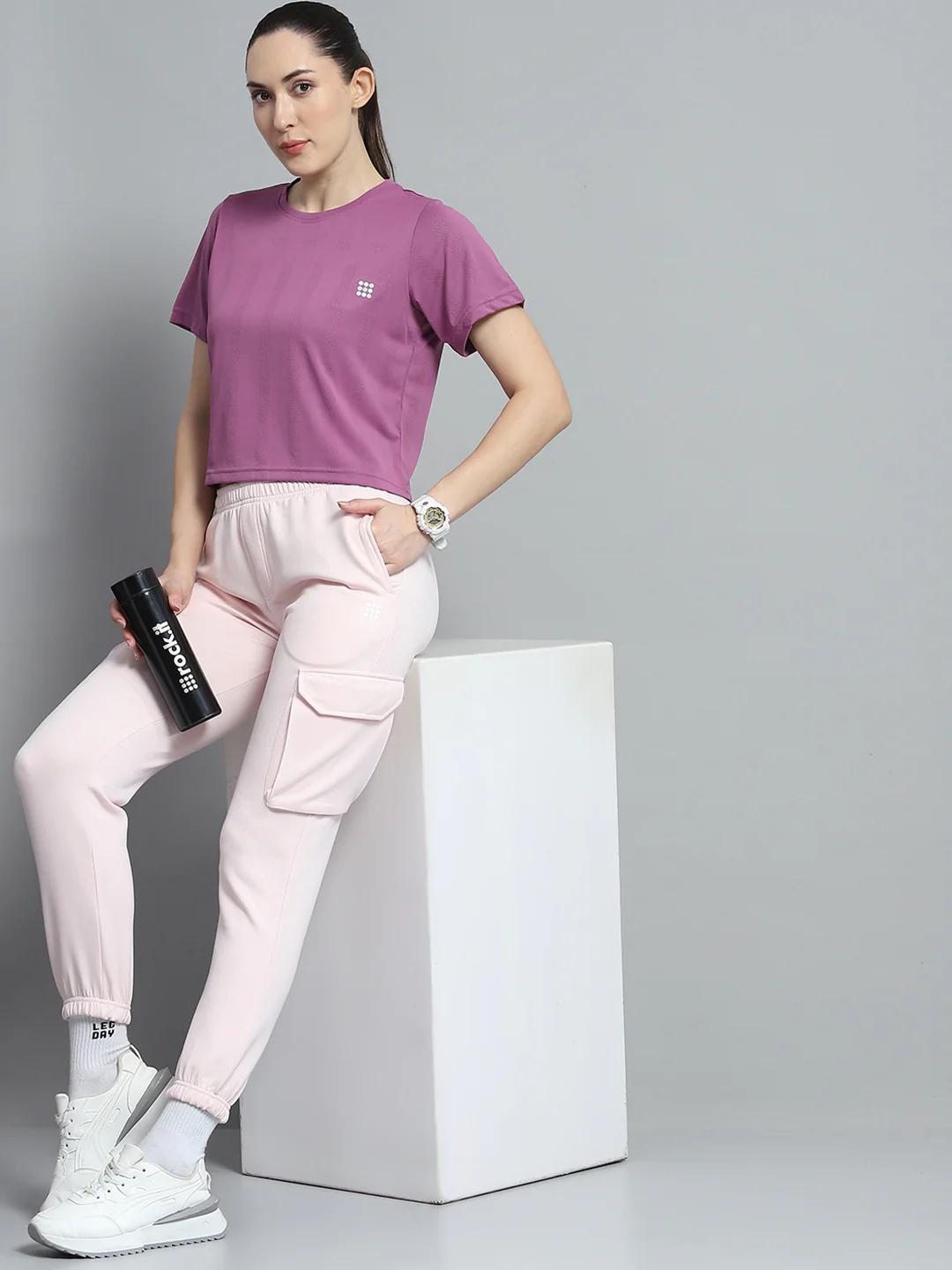 Rock.it Women Pink Solid Regular Fit Jogger - Image 2