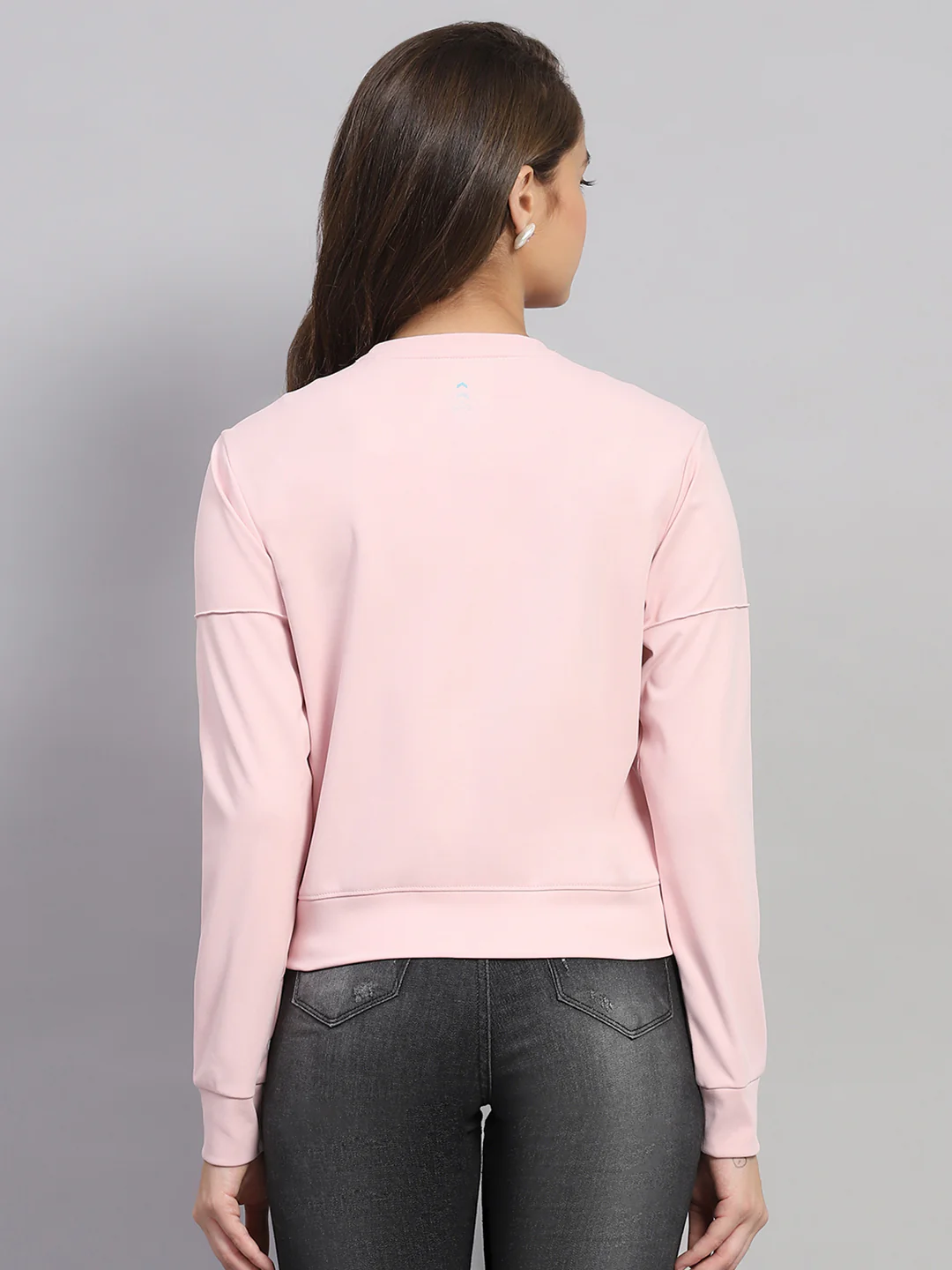 Rock.it Women Pink Solid Round Neck Full Sleeve Sweatshirt - Image 5