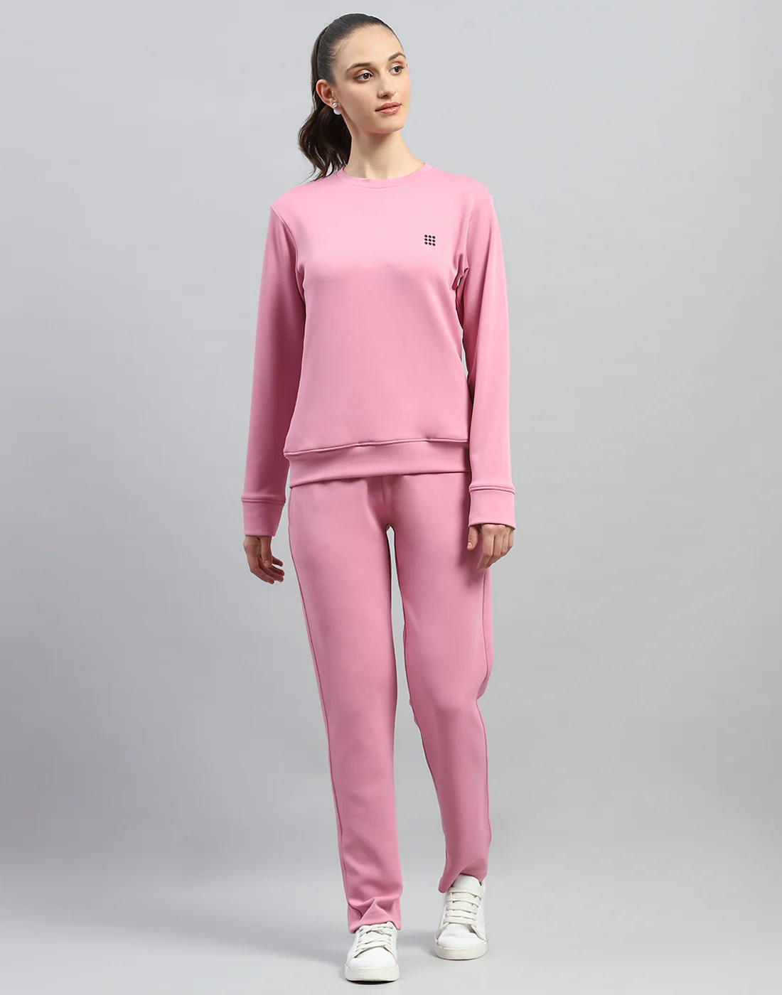Rock.it Women Pink Solid Round Neck Full Sleeve Cords Set - Image 2