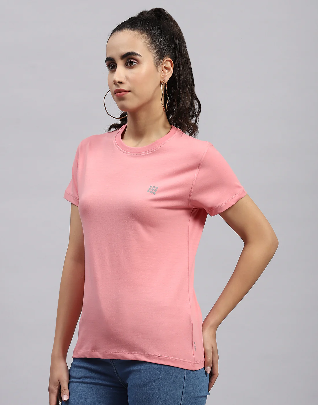 Rock.it Women Pink Solid Round Neck Half Sleeve Top - Image 3