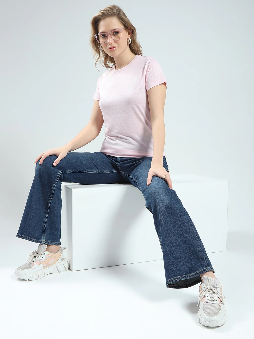 Rock.it Women Pink Solid Round Neck Half Sleeve Top - Image 2