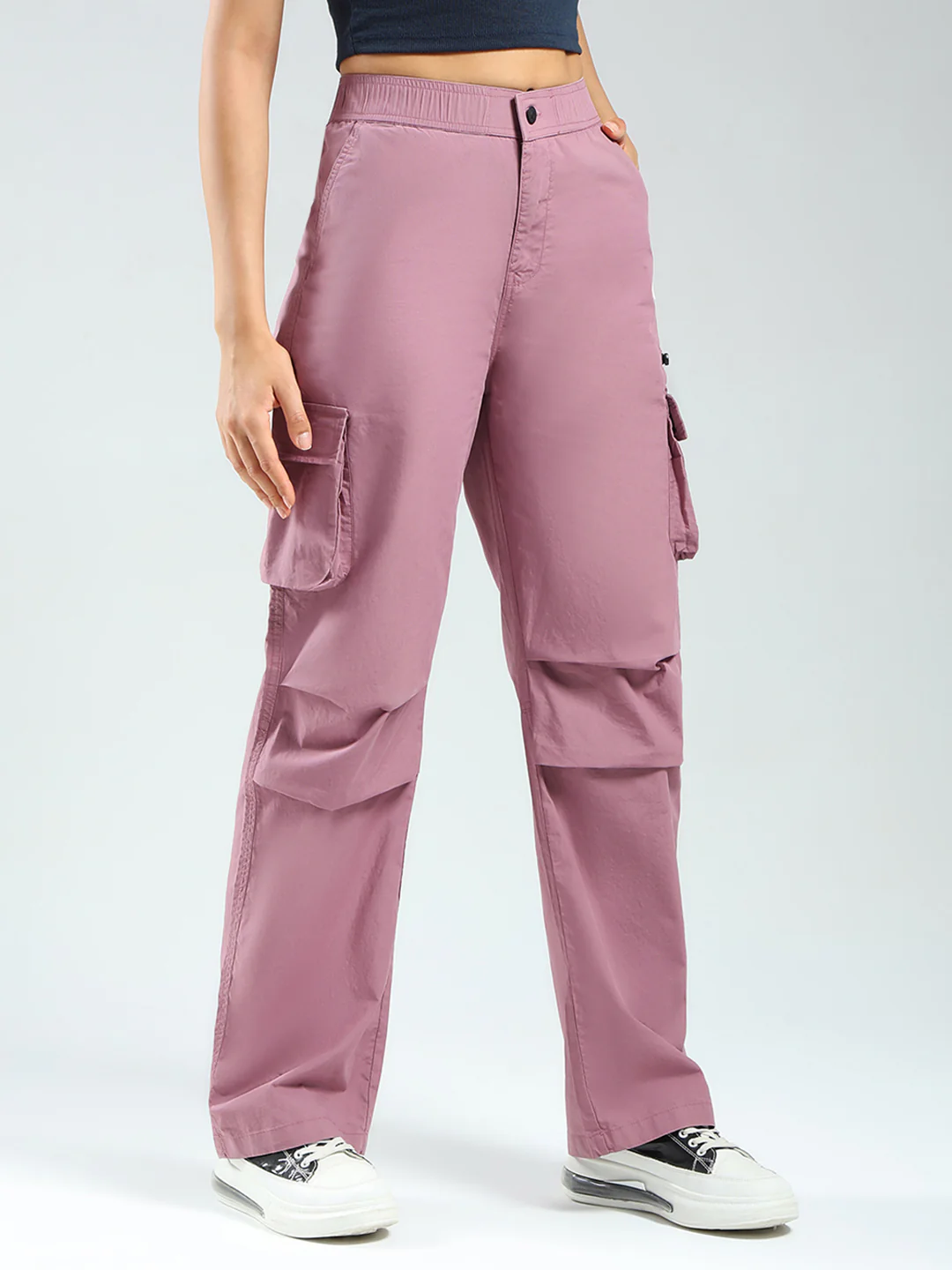 Rock.it Women Pink Solid Straight Fit Cargo - Image 4