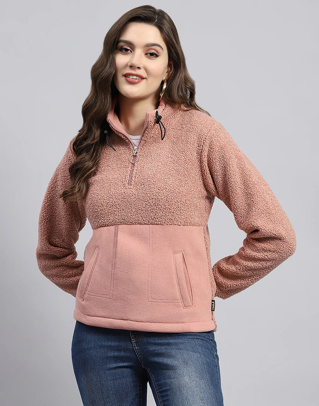 Rock.it Women Pink Solid Turtle Neck Full Sleeve Sweatshirt - Image 2