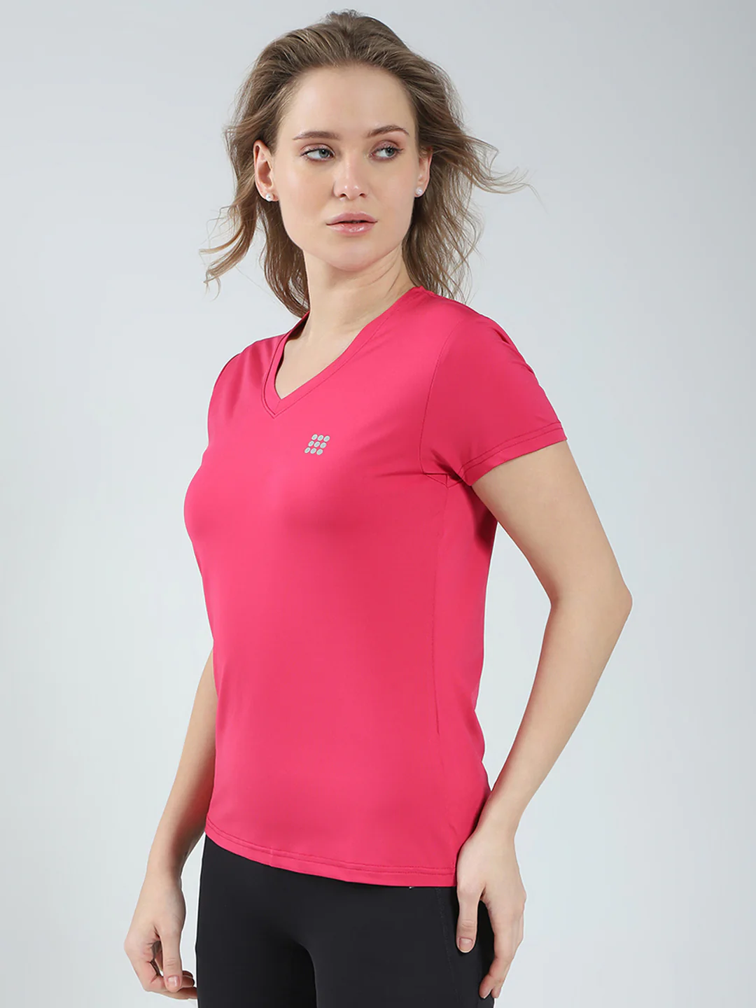 Rock.it Women Pink Solid V Neck Half Sleeve Top - Image 3