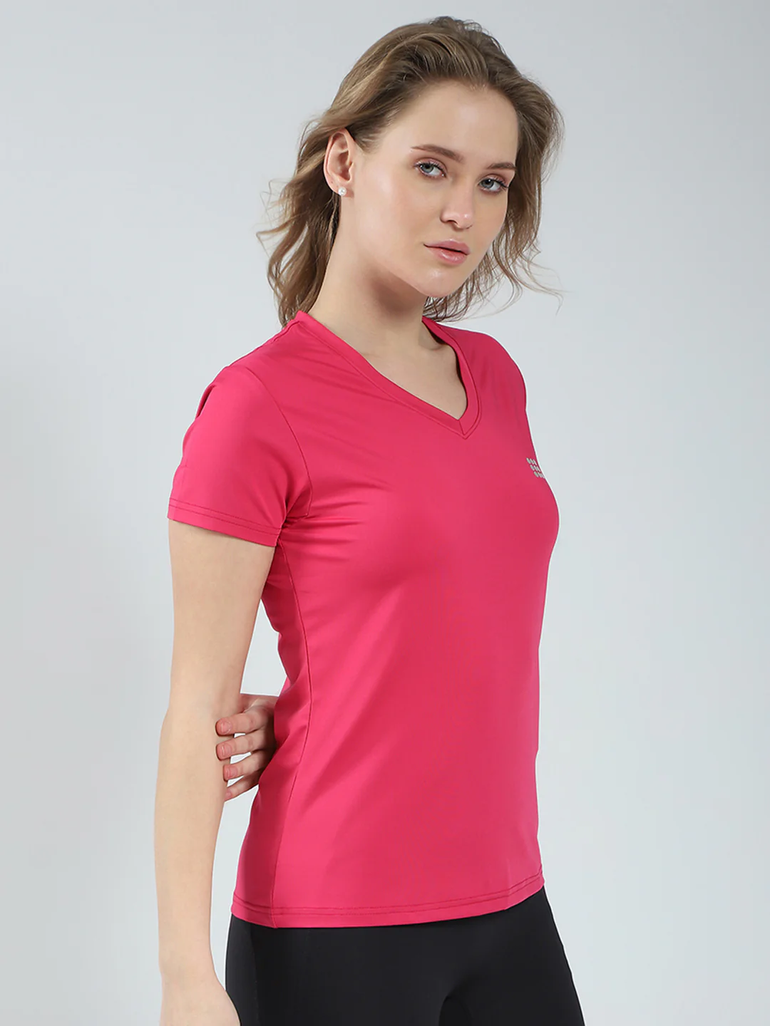 Rock.it Women Pink Solid V Neck Half Sleeve Top - Image 4
