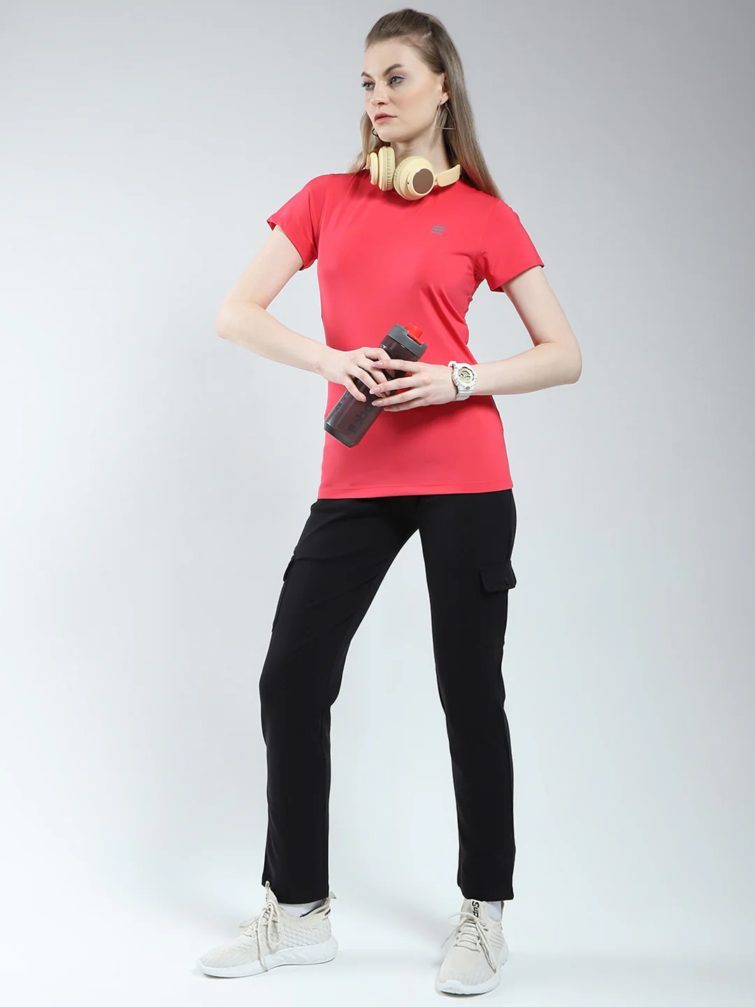 Rock.it Women Pink Solid Round Neck Half Sleeve Top - Image 2