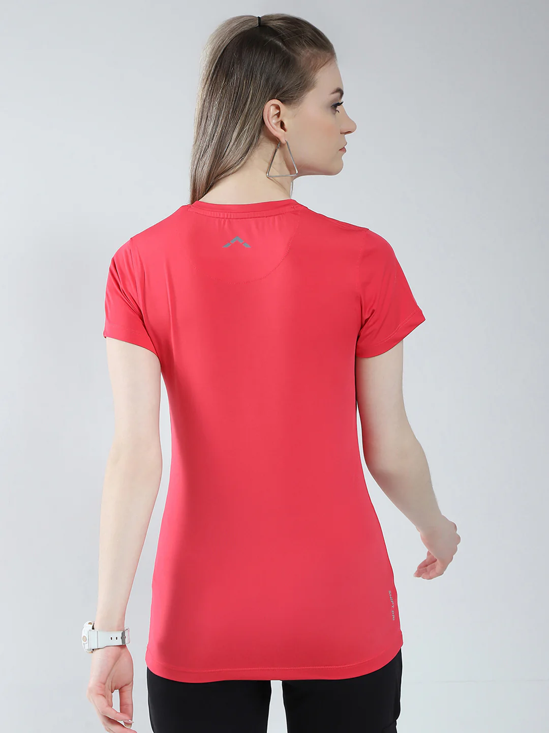 Rock.it Women Pink Solid Round Neck Half Sleeve Top - Image 5