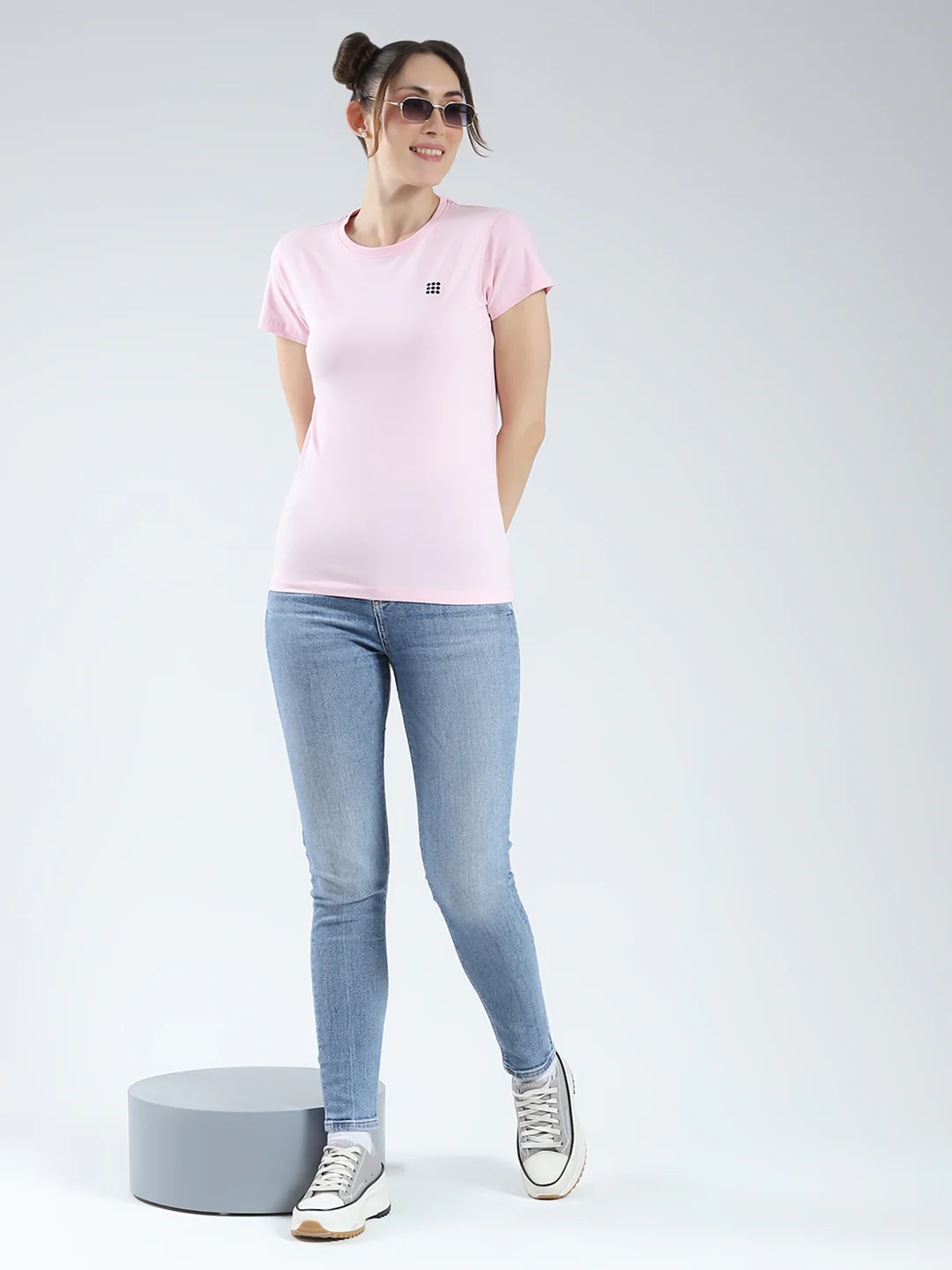 Rock.it Women Pink Solid Round Neck Half Sleeve Top - Image 2