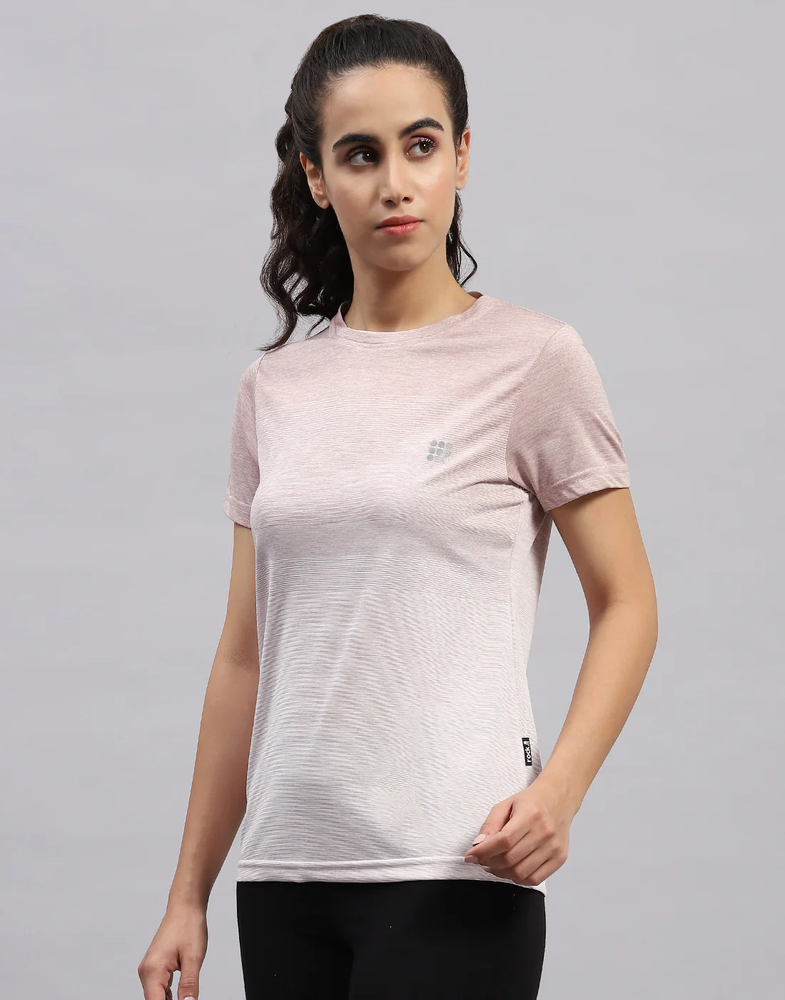Rock.it Women Pink Stripe Round Neck Half Sleeve Top - Image 3