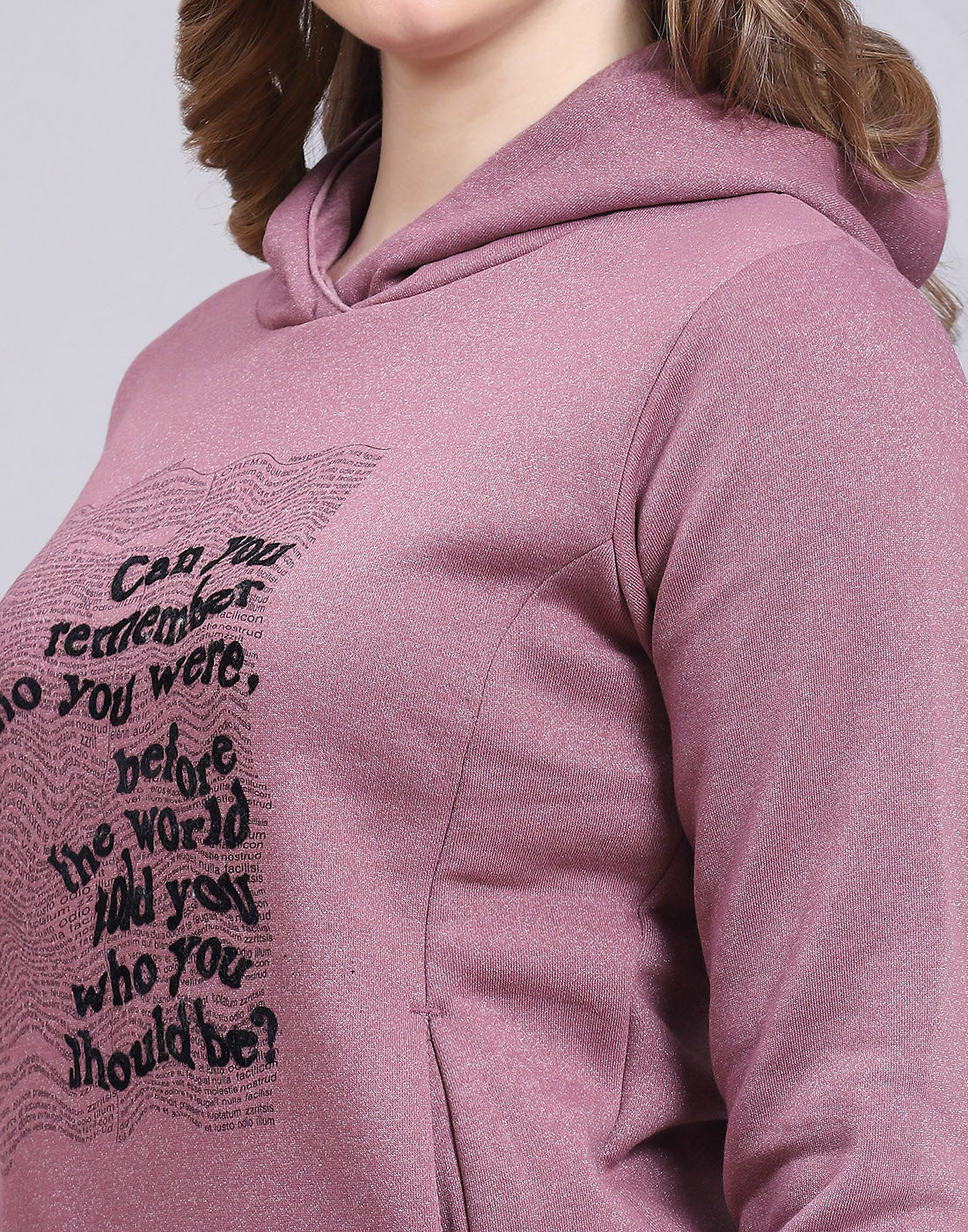 Women Purple Printed Hooded Full Sleeve Sweatshirt - Image 6