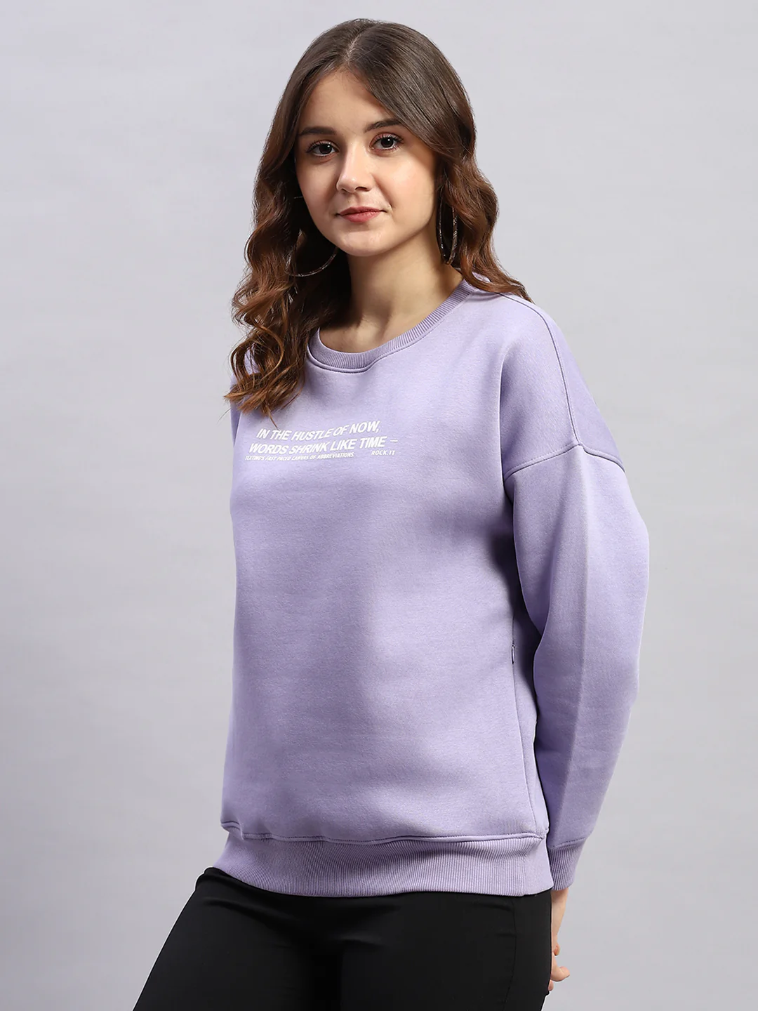 Rock.it Women Purple Printed Round Neck Full Sleeve Sweatshirt - Image 3