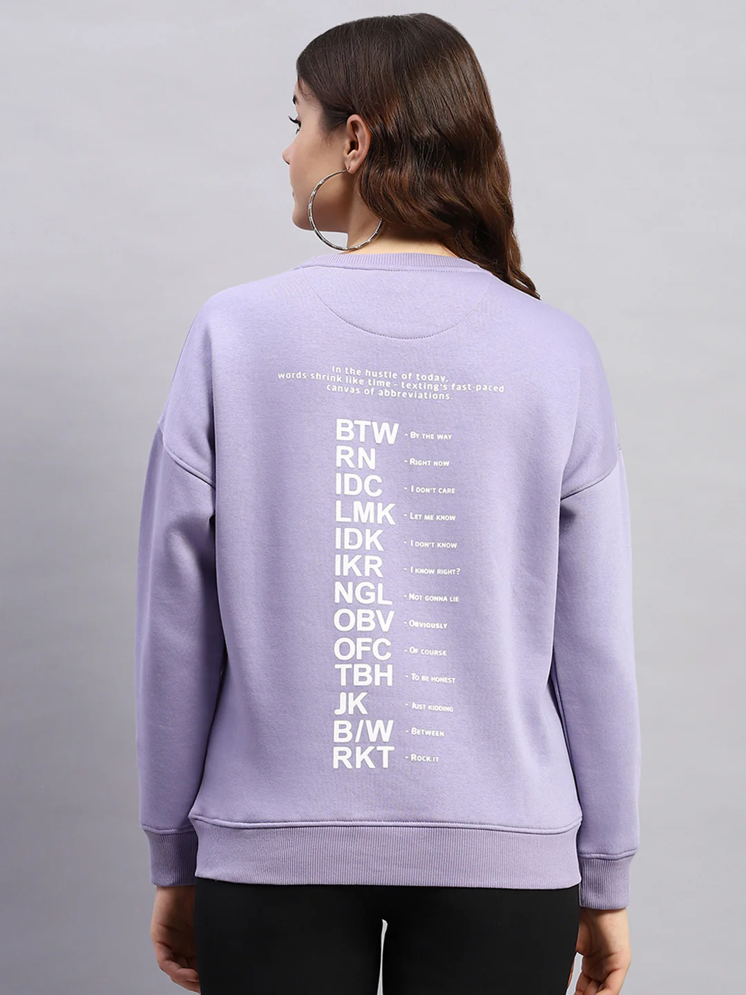 Rock.it Women Purple Printed Round Neck Full Sleeve Sweatshirt - Image 5