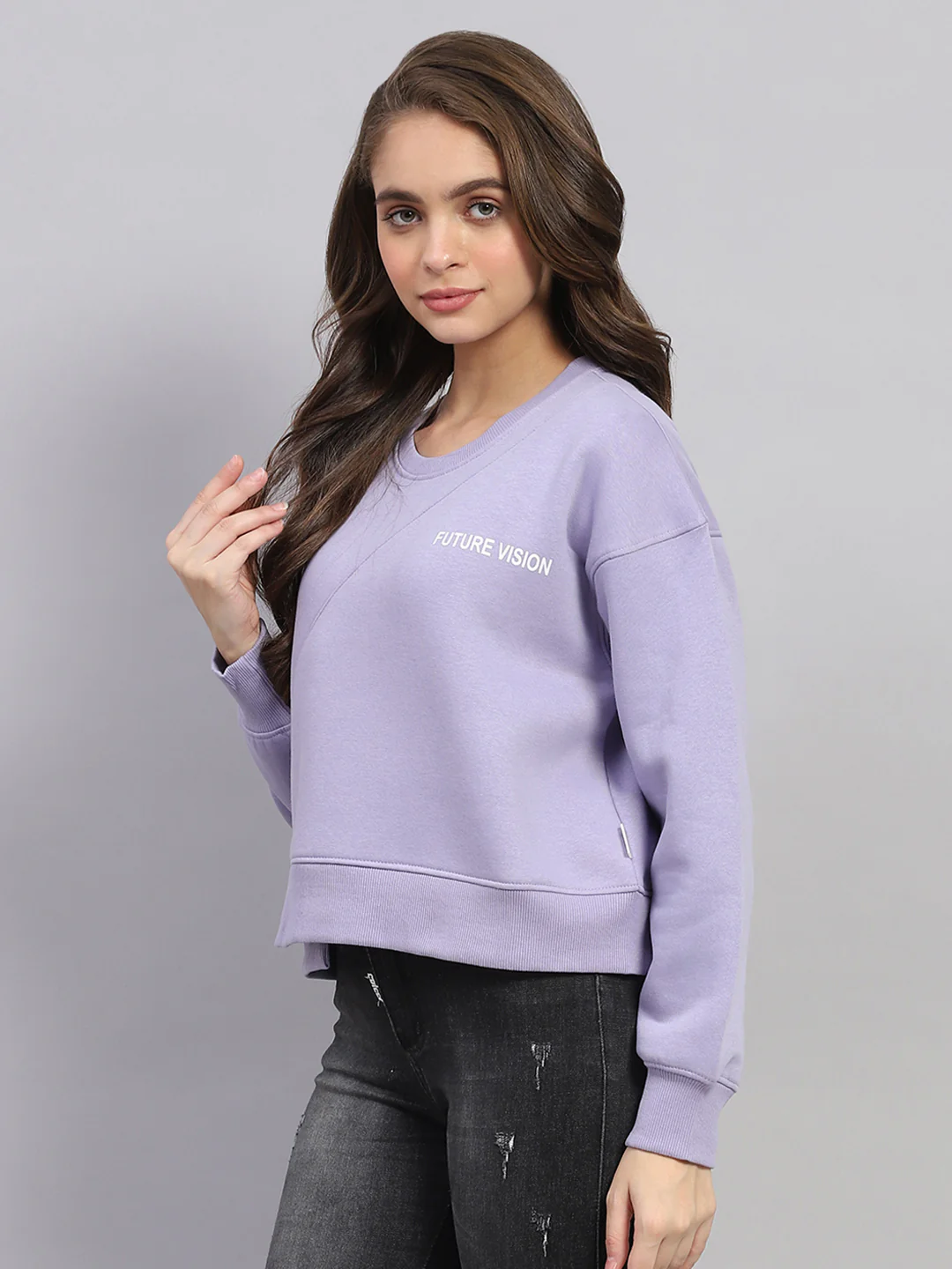 Rock.it Women Purple Printed Round Neck Full Sleeve Sweatshirt - Image 3