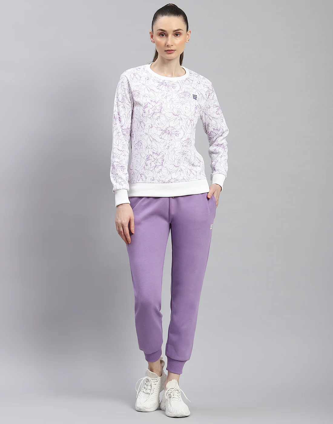 Rock.it Women Purple Printed Round Neck Full Sleeve Cords Set - Image 2