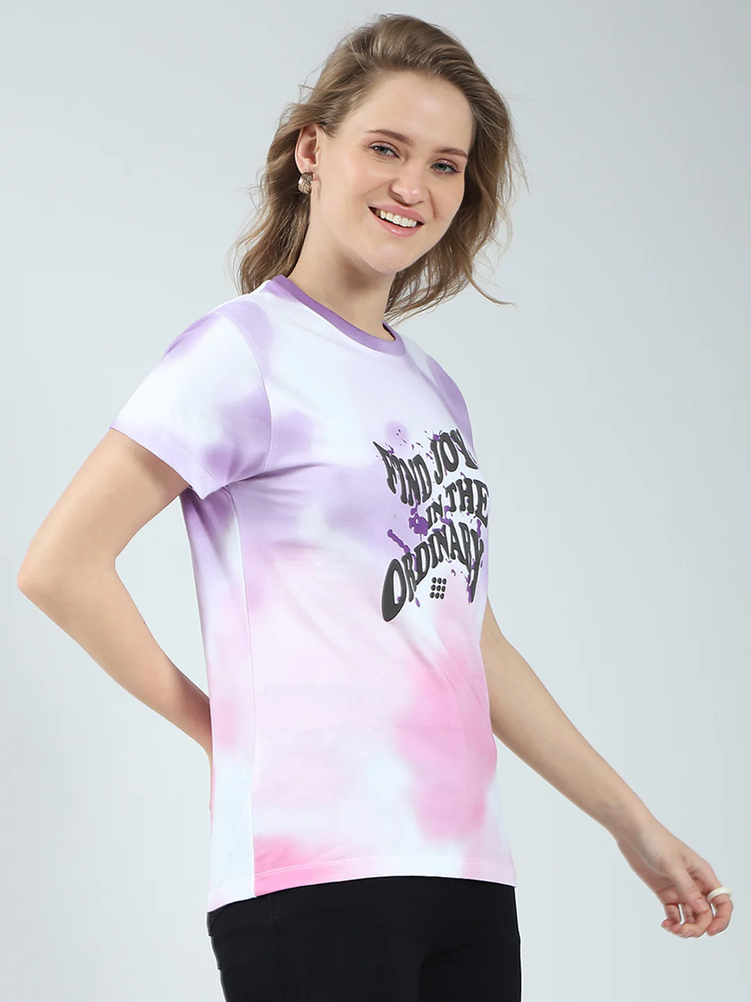 Rock.it Women Purple Printed Round Neck Half Sleeve Top - Image 4