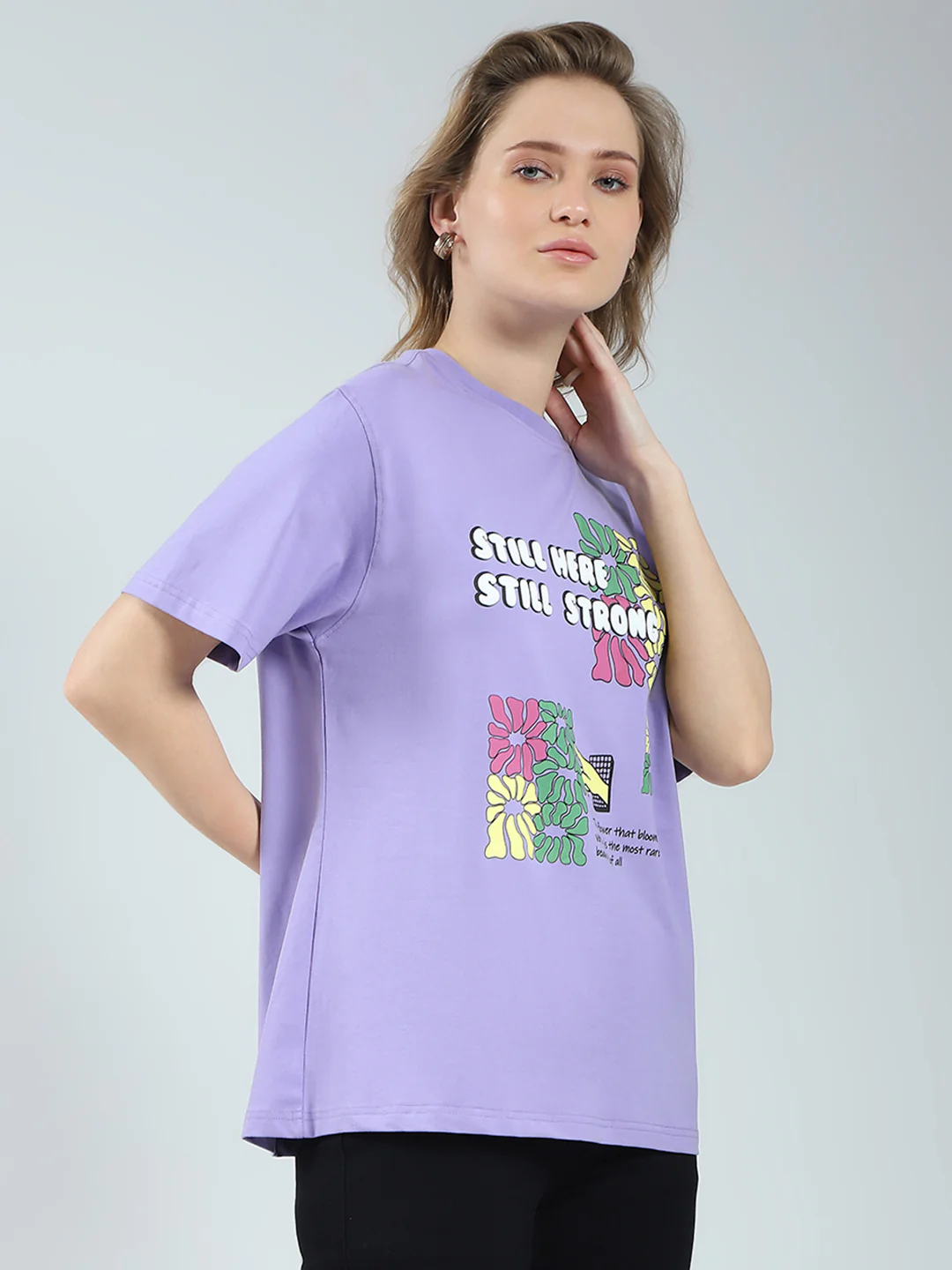Rock.it Women Purple Printed Round Neck Half Sleeve Top - Image 4