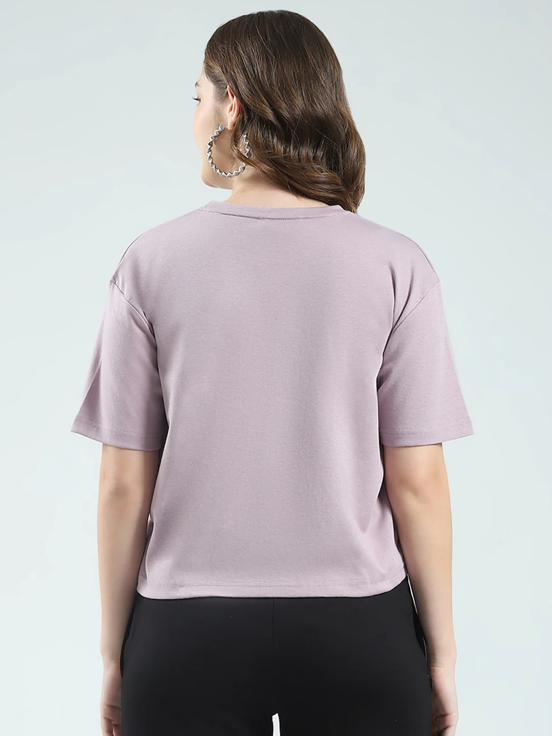 Women Purple Printed Round Neck Half Sleeve Top - Image 5