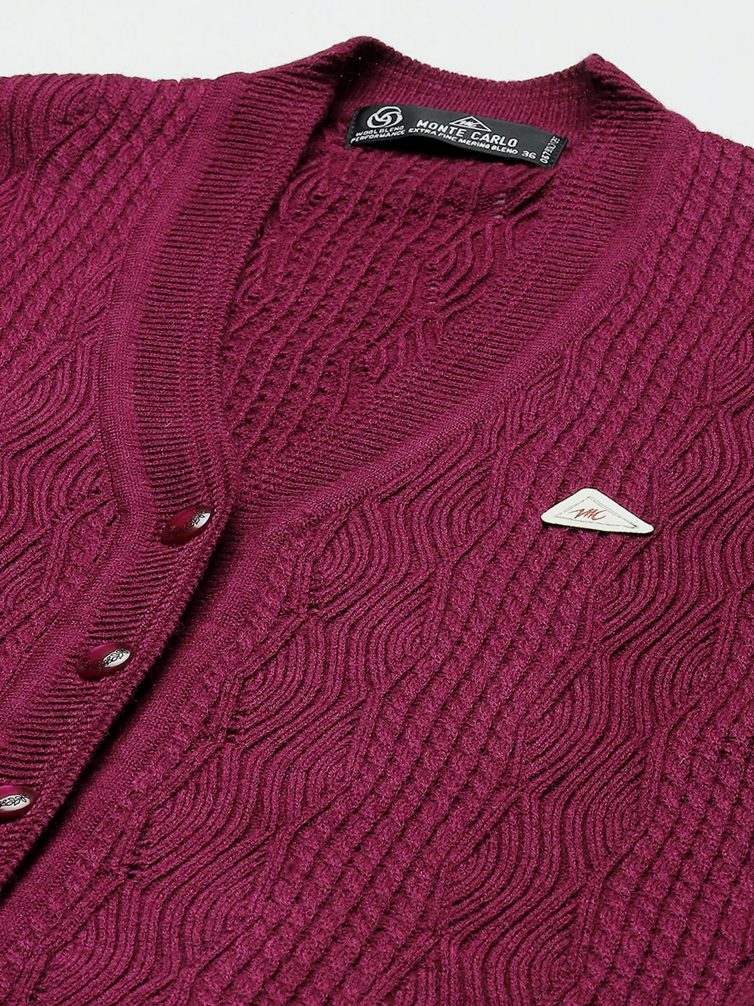 Women Purple Self Design V Neck Full Sleeve Cardigan - Image 7