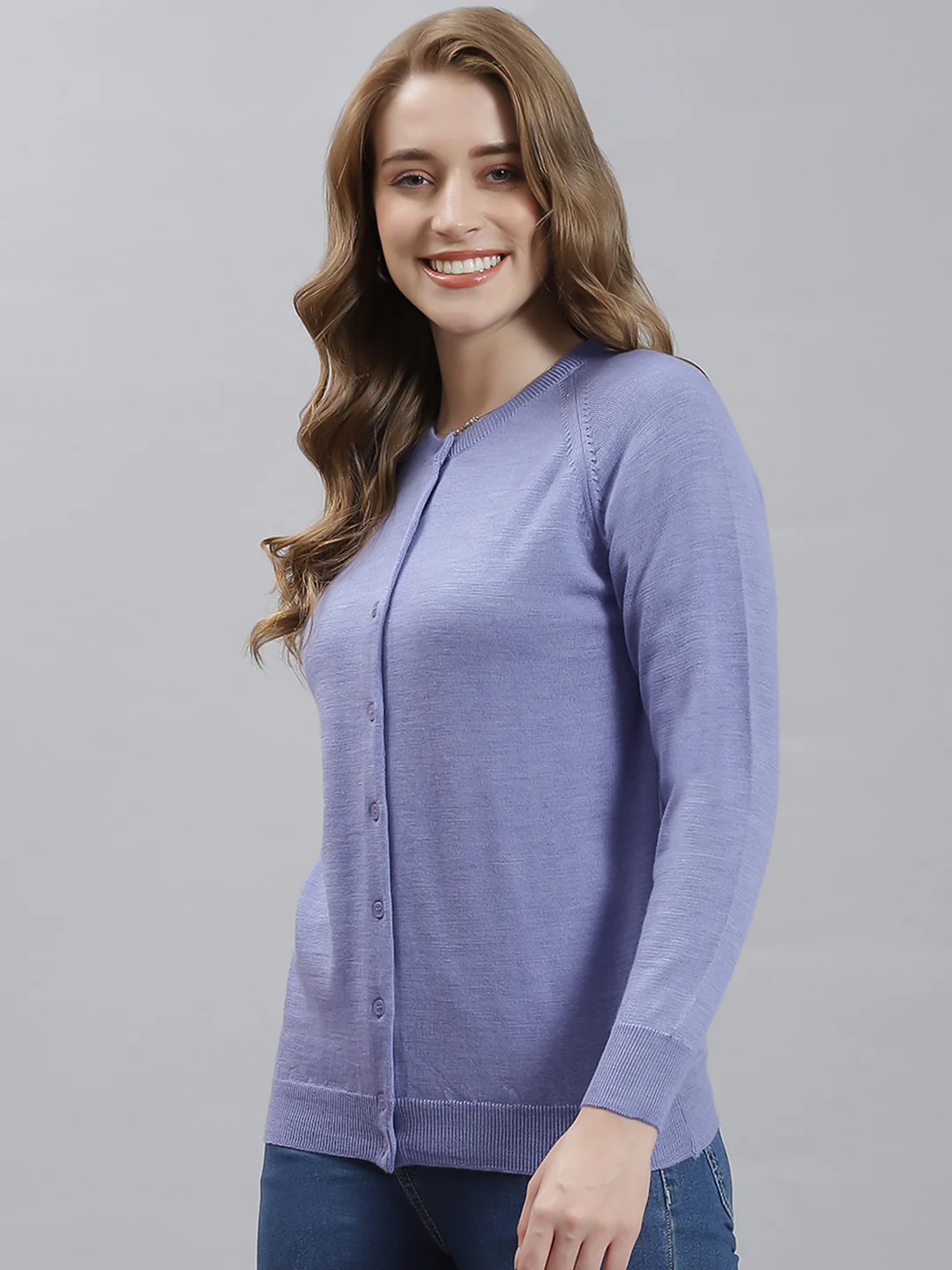 Women Purple Solid Cardigan - Image 4