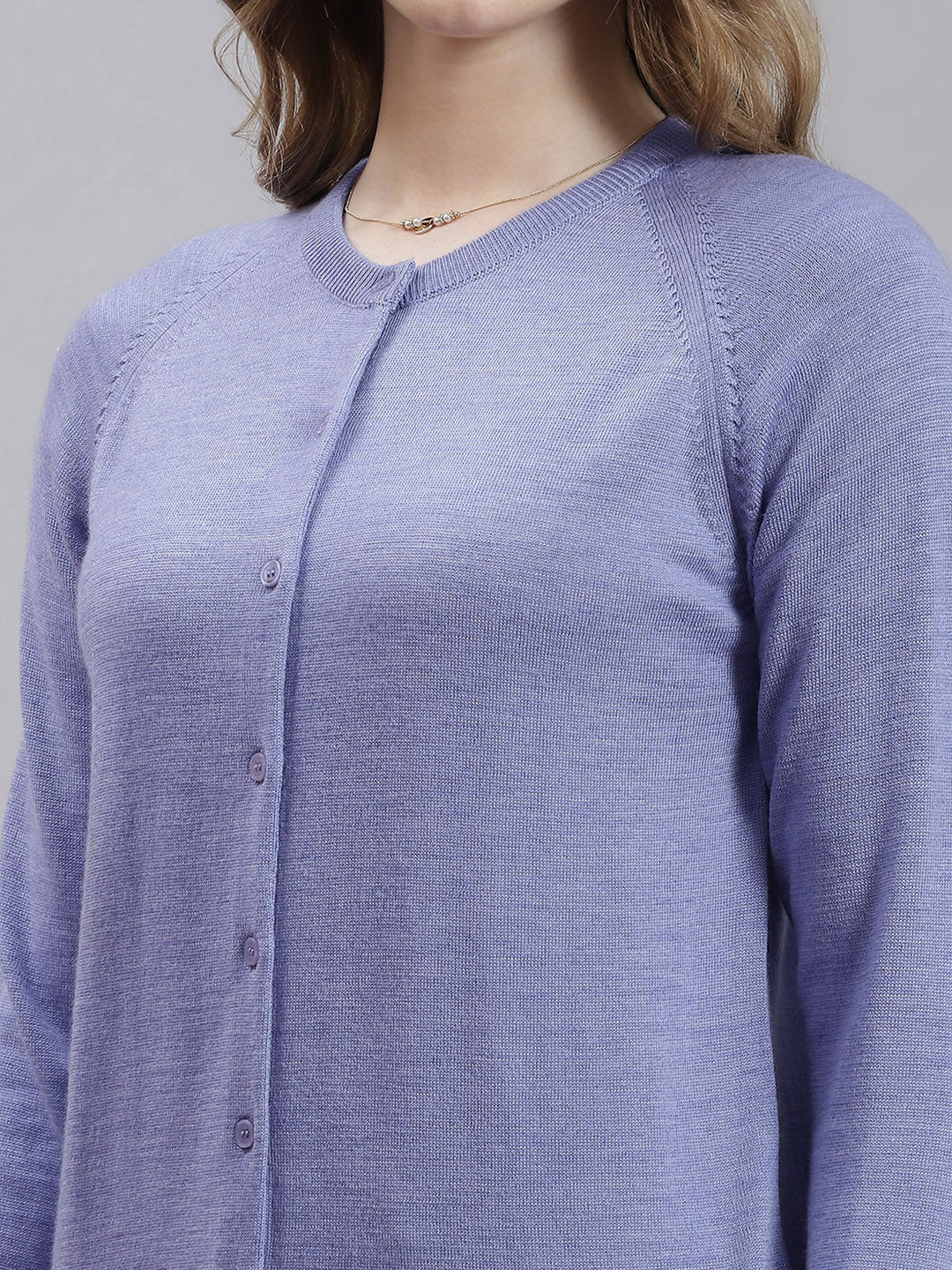 Women Purple Solid Cardigan - Image 6