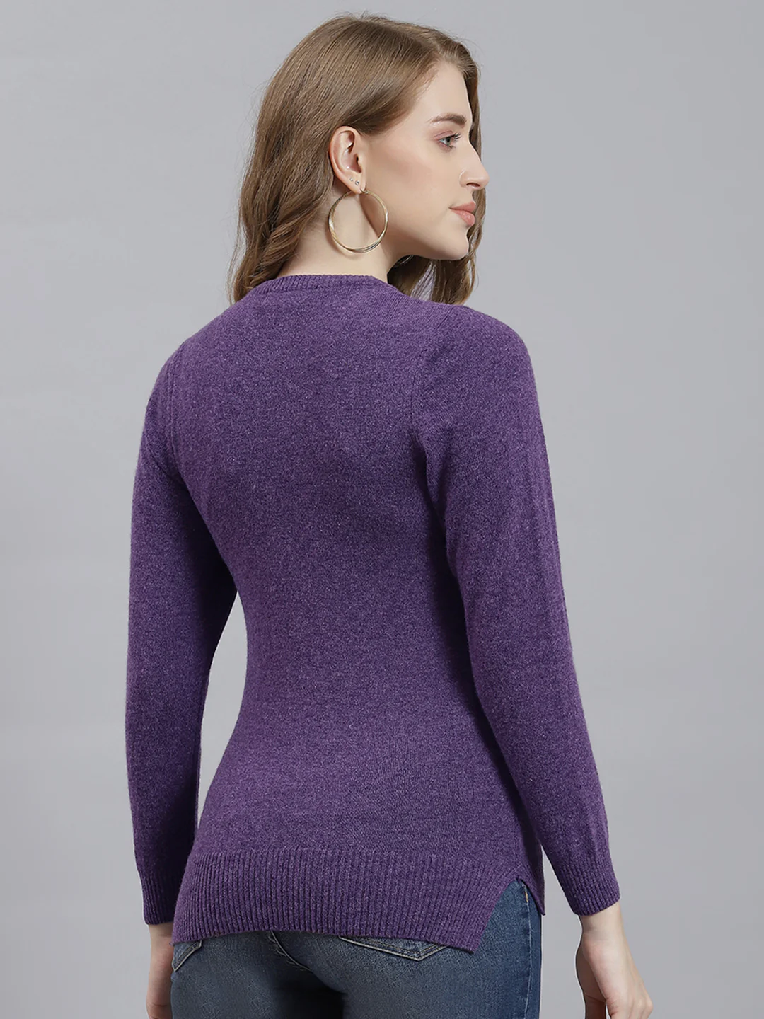 Women Purple Solid Cardigan - Image 5