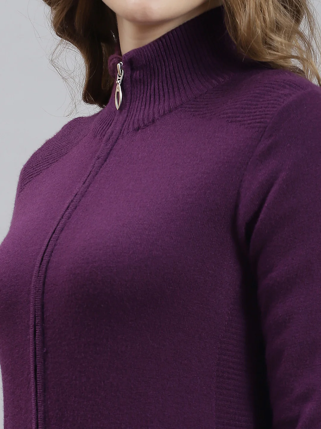 Women Purple Solid Cardigan - Image 6