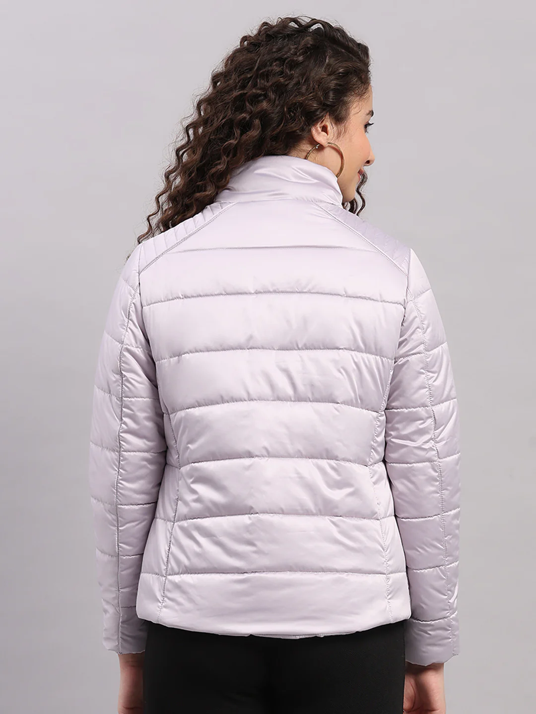Women Purple Solid Collar Full Sleeve Jacket with Inbuilt Earphones - Image 5