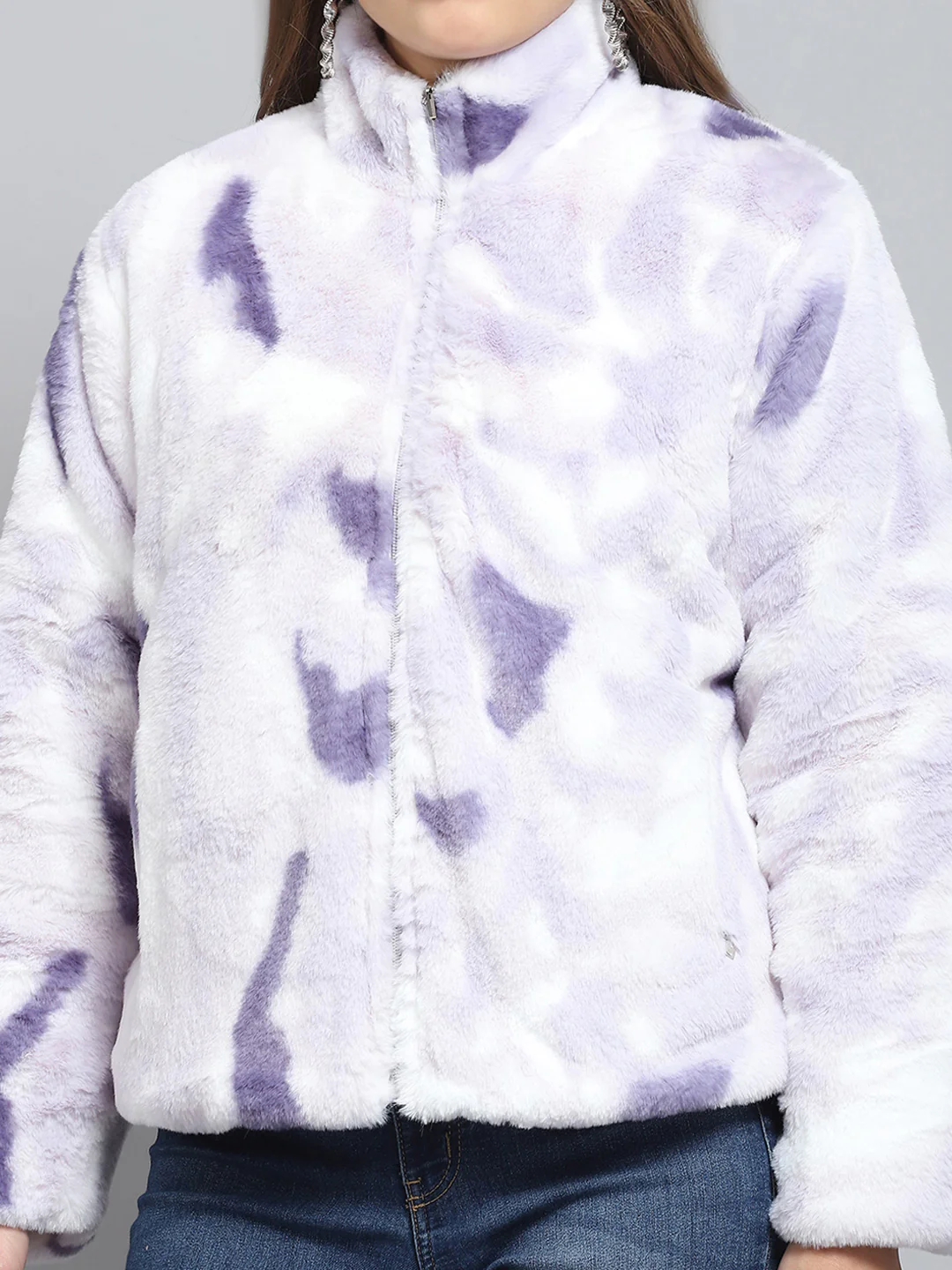 Women Purple Solid Collar Full Sleeve Reversible Jacket - Image 9
