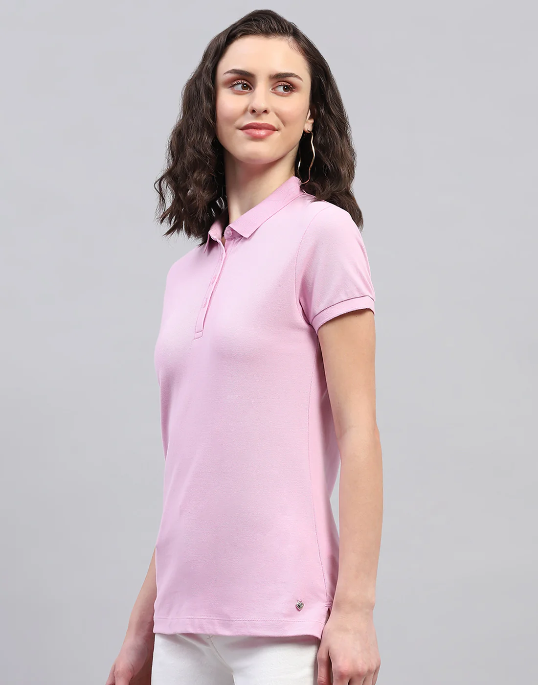 Women Purple Solid Collar Neck Half Sleeve T Shirt - Image 3