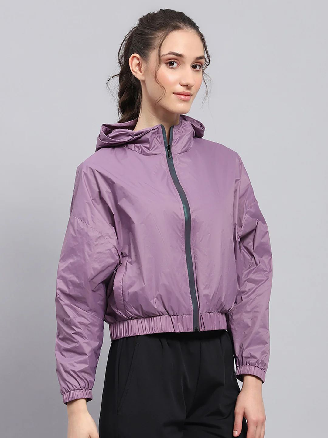 Rock.it Women Purple Solid Hooded Full Sleeve Jacket - Image 3