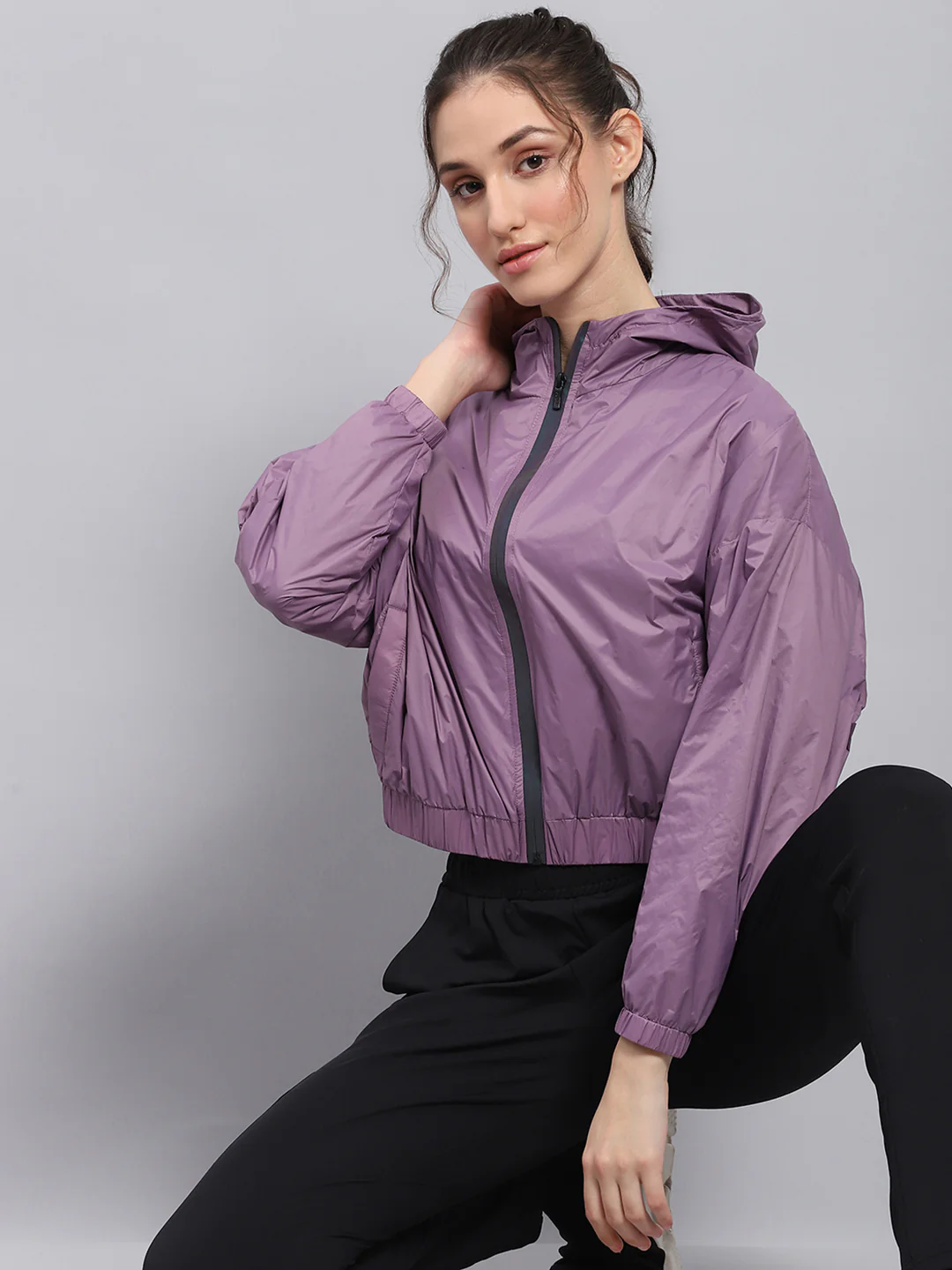 Rock.it Women Purple Solid Hooded Full Sleeve Jacket - Image 6