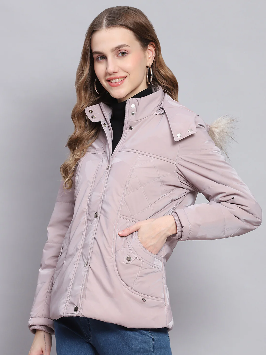 Women Purple Solid Hooded Full Sleeve Jackets - Image 5