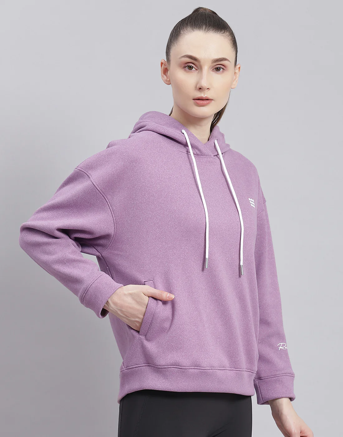 Rock.it Women Purple Solid Hooded Full Sleeve Sweatshirt - Image 4