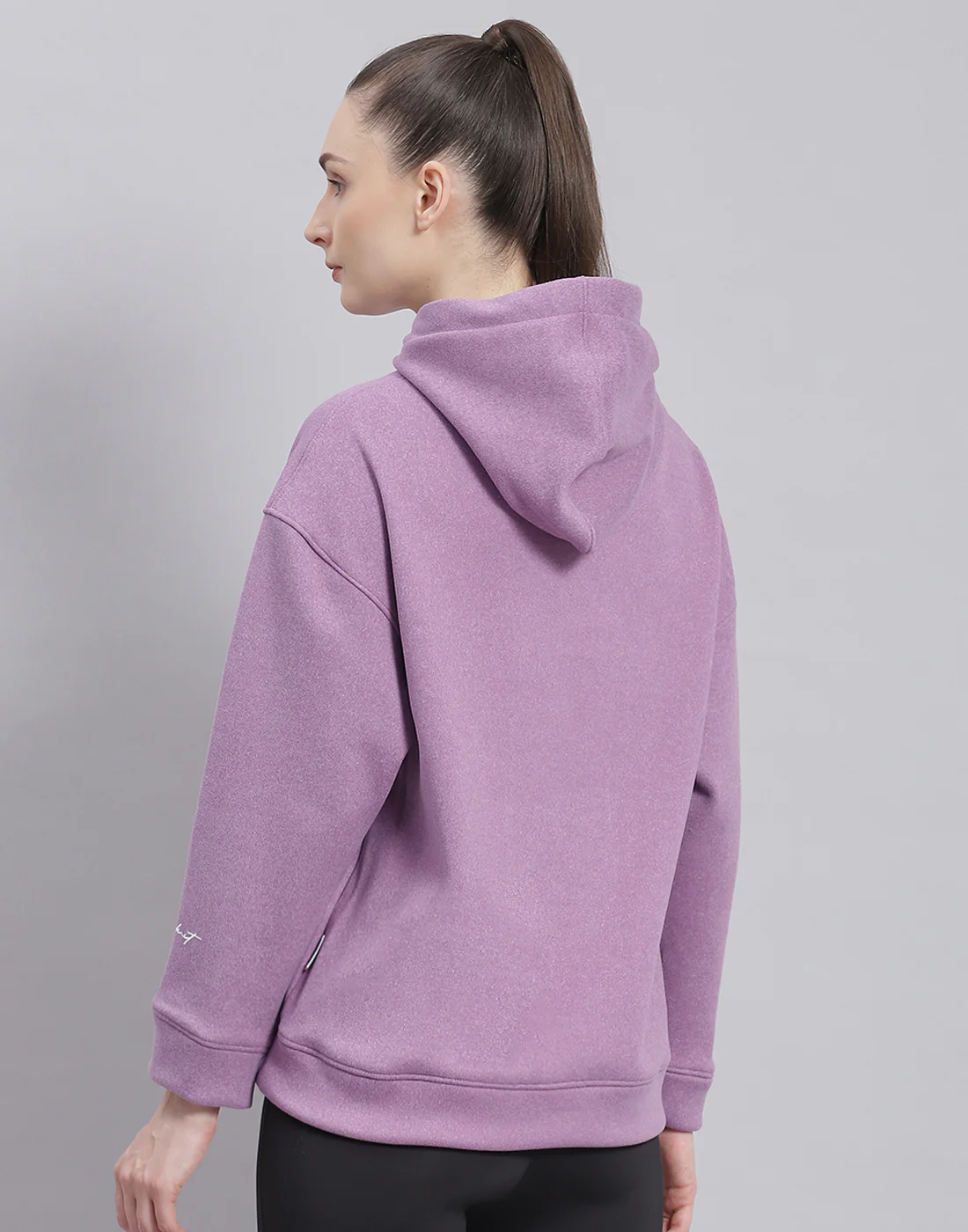 Rock.it Women Purple Solid Hooded Full Sleeve Sweatshirt - Image 5