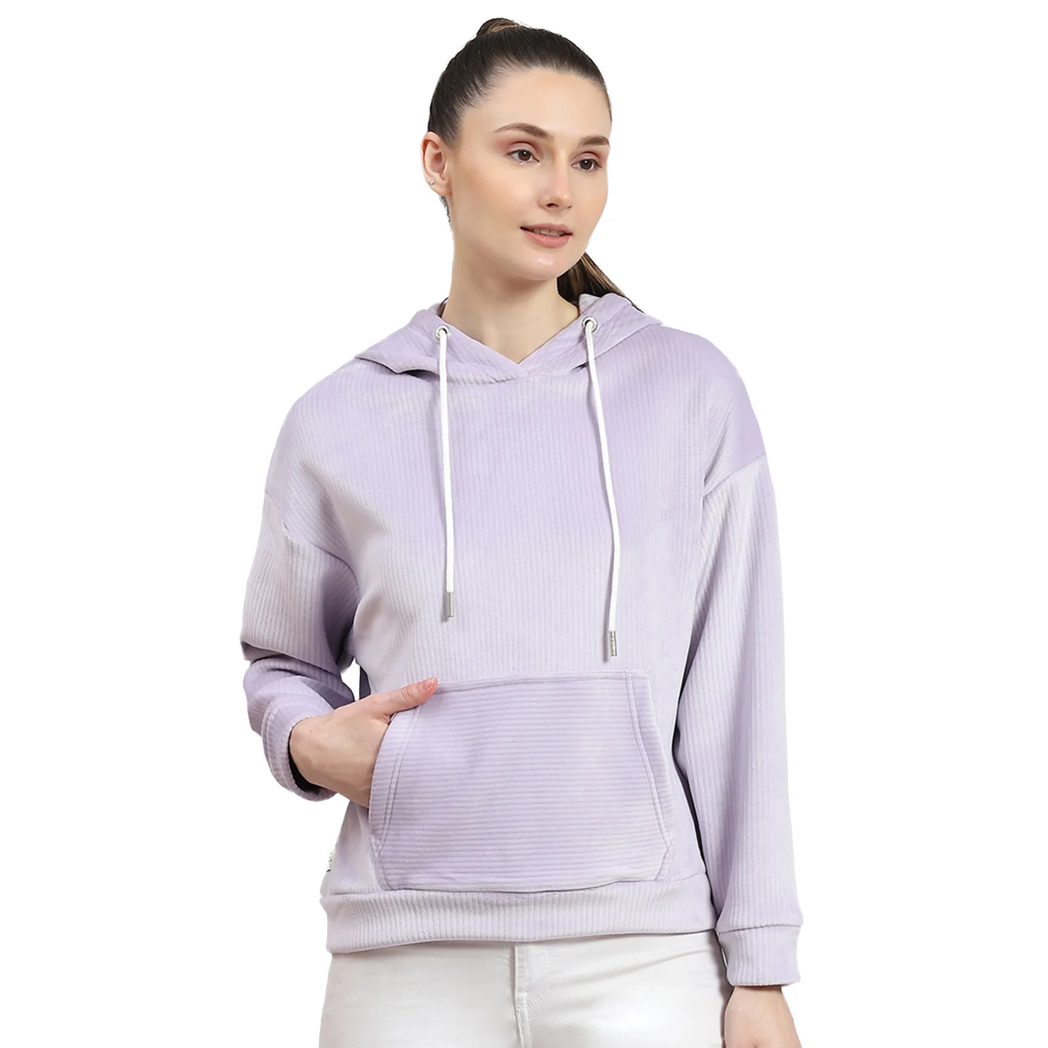 Rock.it Women Purple Solid Hooded Full Sleeve Sweatshirt - Image 5