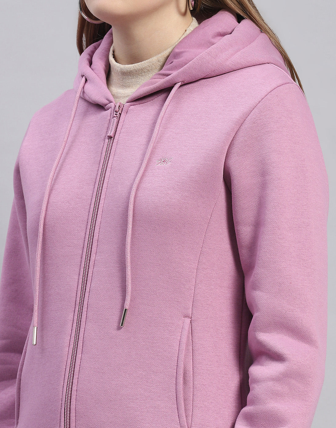Women Purple Solid Hooded Full Sleeve Sweatshirt - Image 6