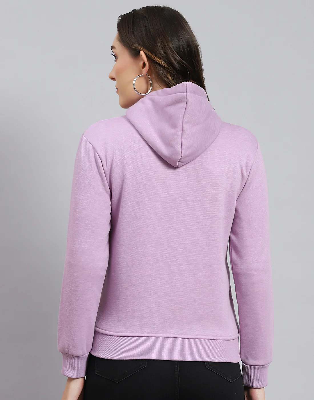 Women Purple Solid Hooded Full Sleeve Sweatshirt - Image 6