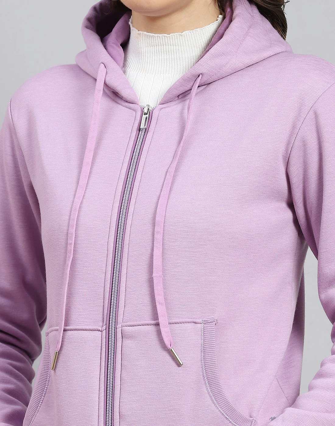 Women Purple Solid Hooded Full Sleeve Sweatshirt - Image 7