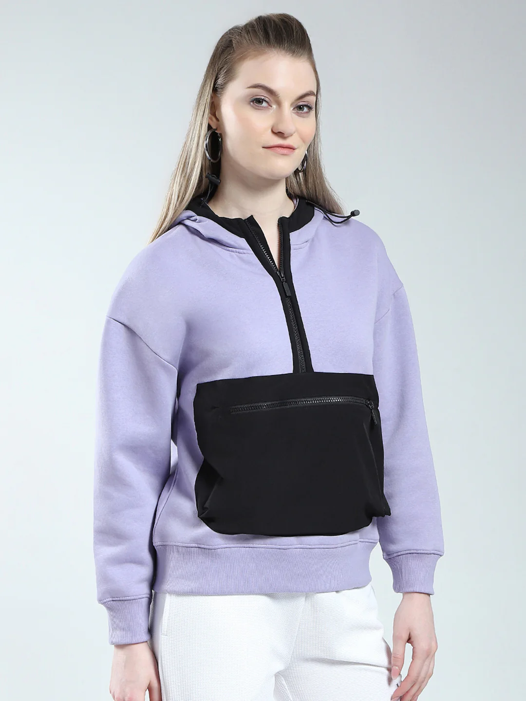 Rock.it Women Purple Solid Hooded Full Sleeve Sweatshirt - Image 4