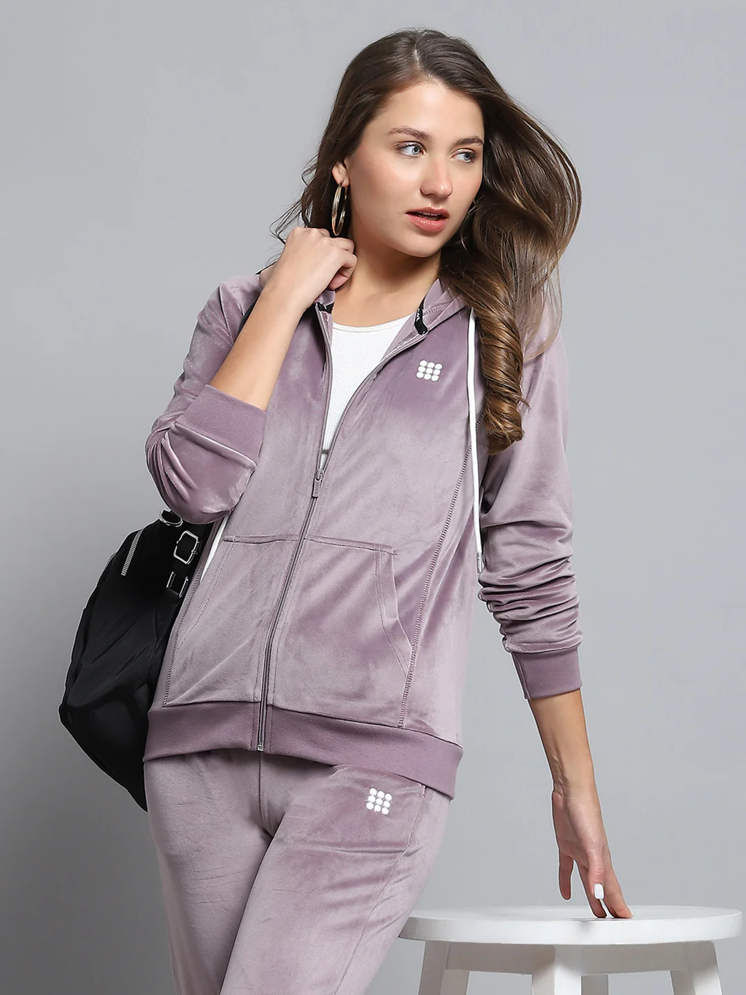 Rock.it Women Purple Solid Hooded Full Sleeve Tracksuit - Image 6
