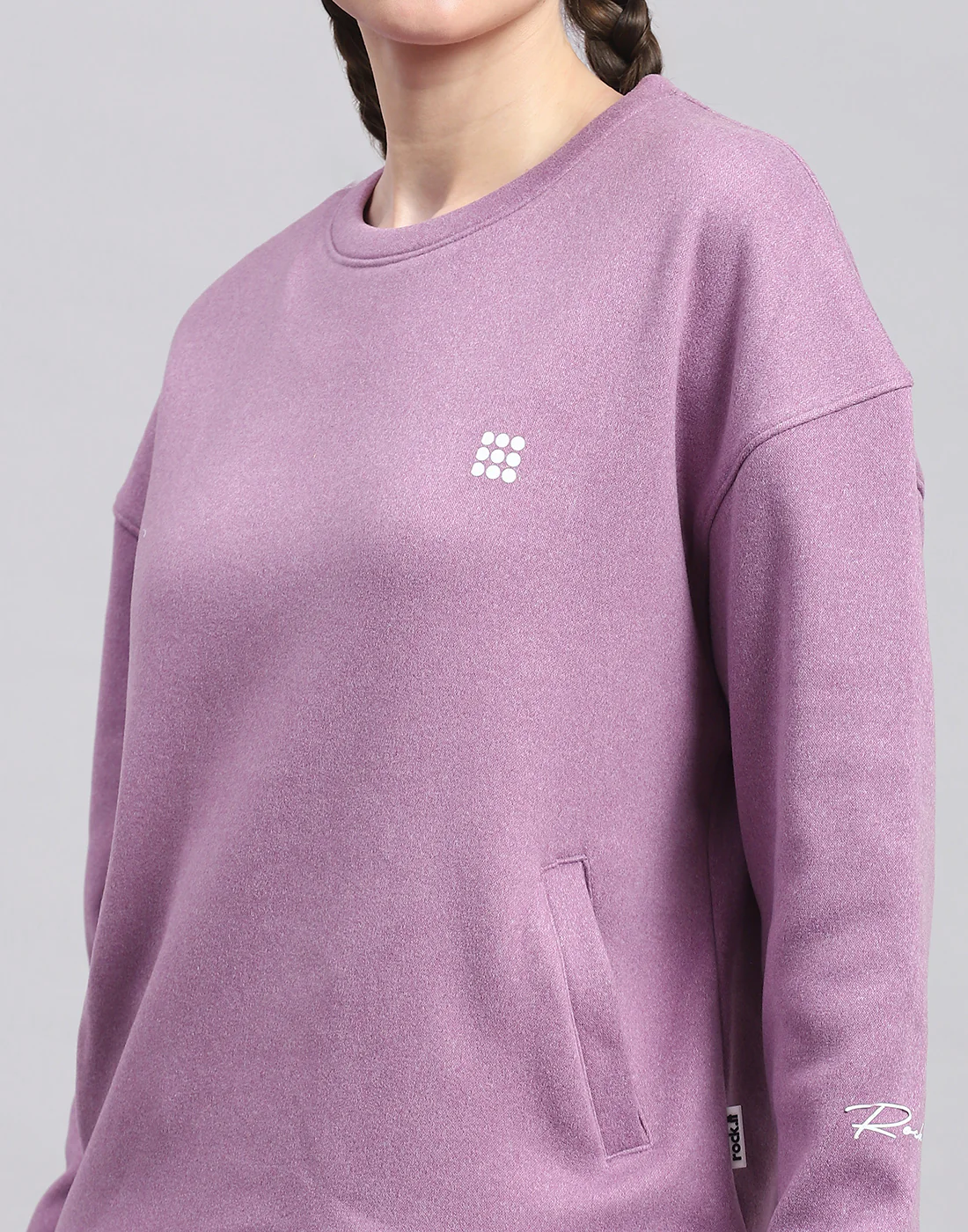 Rock.it Women Purple Solid Round Neck Full Sleeve Sweatshirt - Image 6