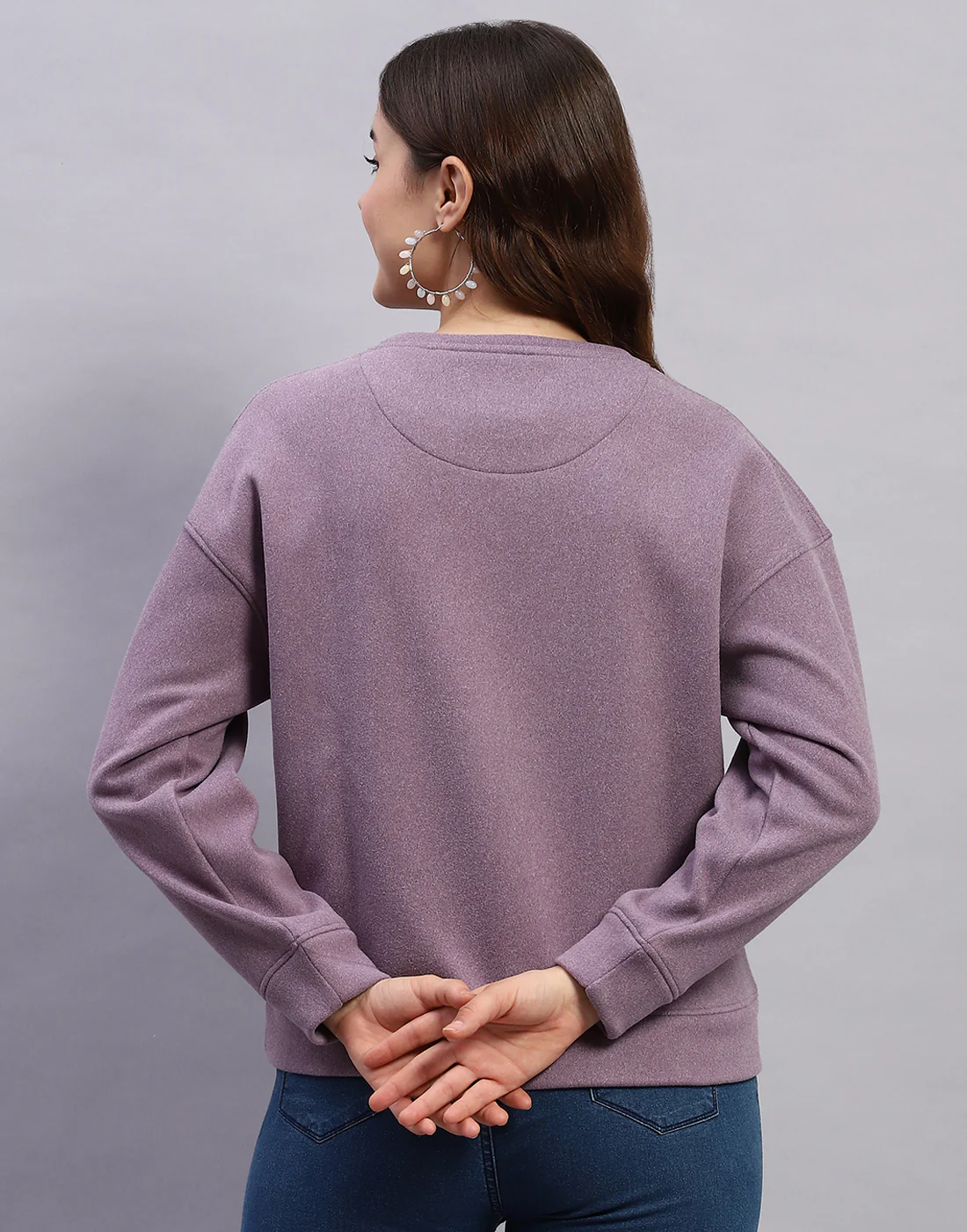 Rock.it Women Purple Solid Round Neck Full Sleeve Sweatshirt - Image 5
