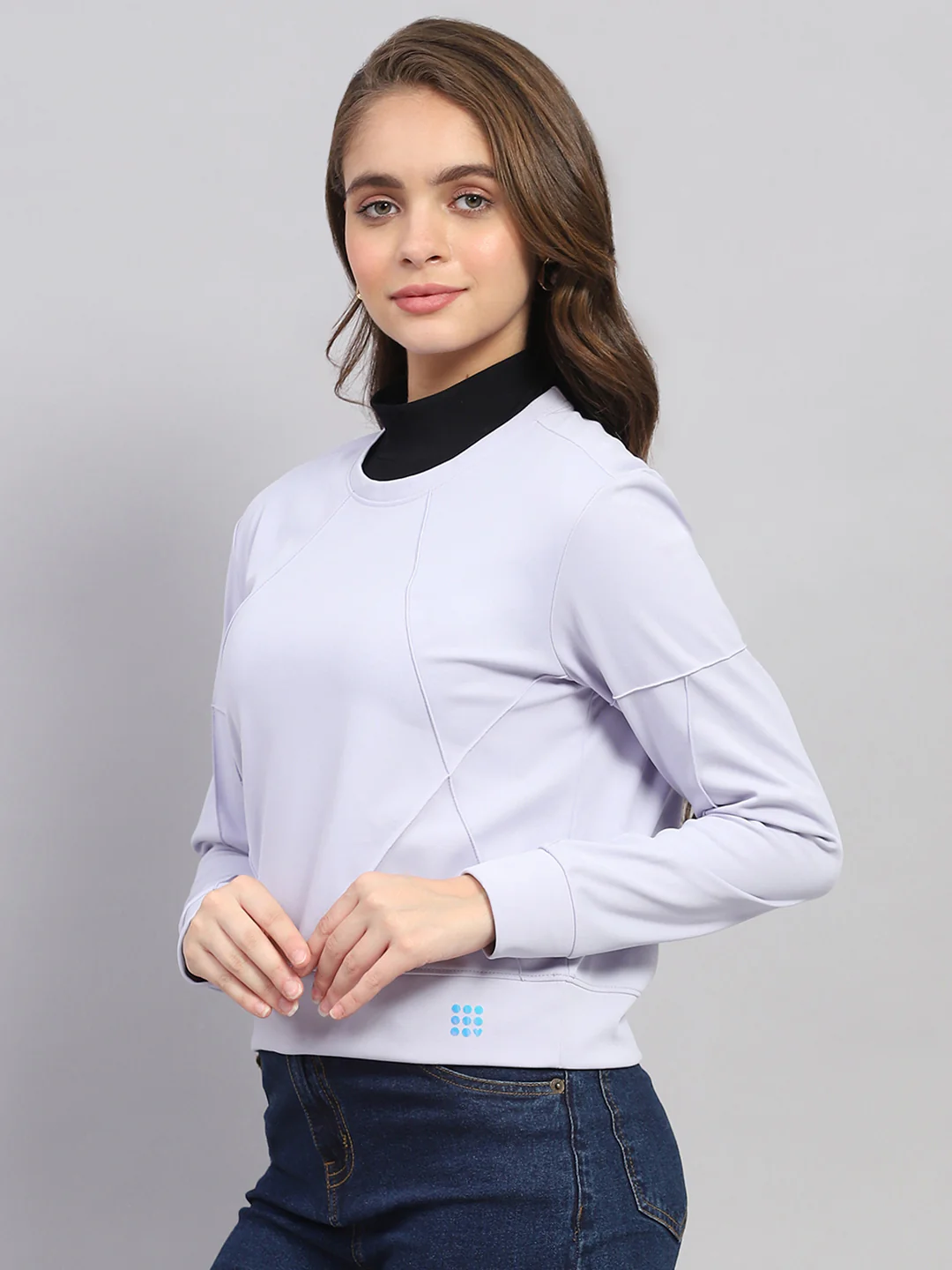 Rock.it Women Purple Solid Round Neck Full Sleeve Sweatshirt - Image 3