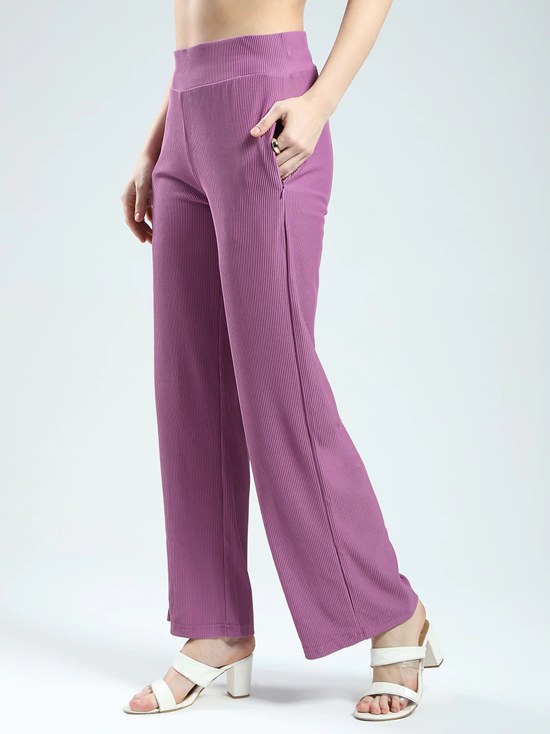 Rock.it Women Purple Solid Round Neck Half Sleeve Cords Set - Image 7