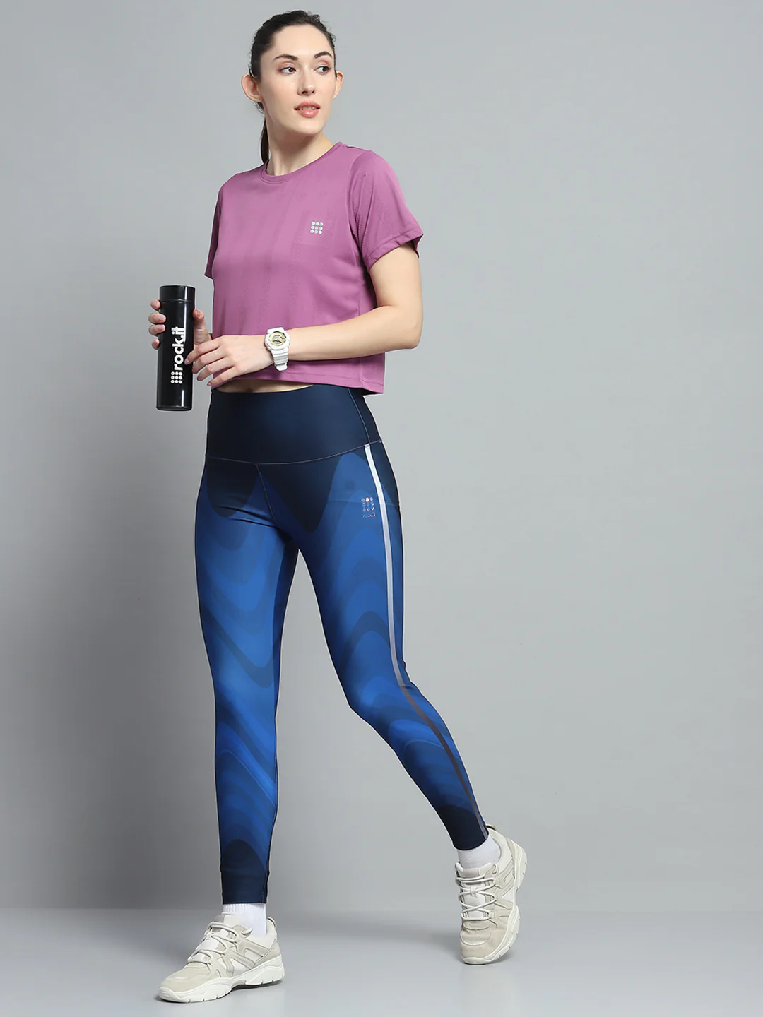 Rock.it Women Purple Solid Round Neck Half Sleeve Top - Image 2